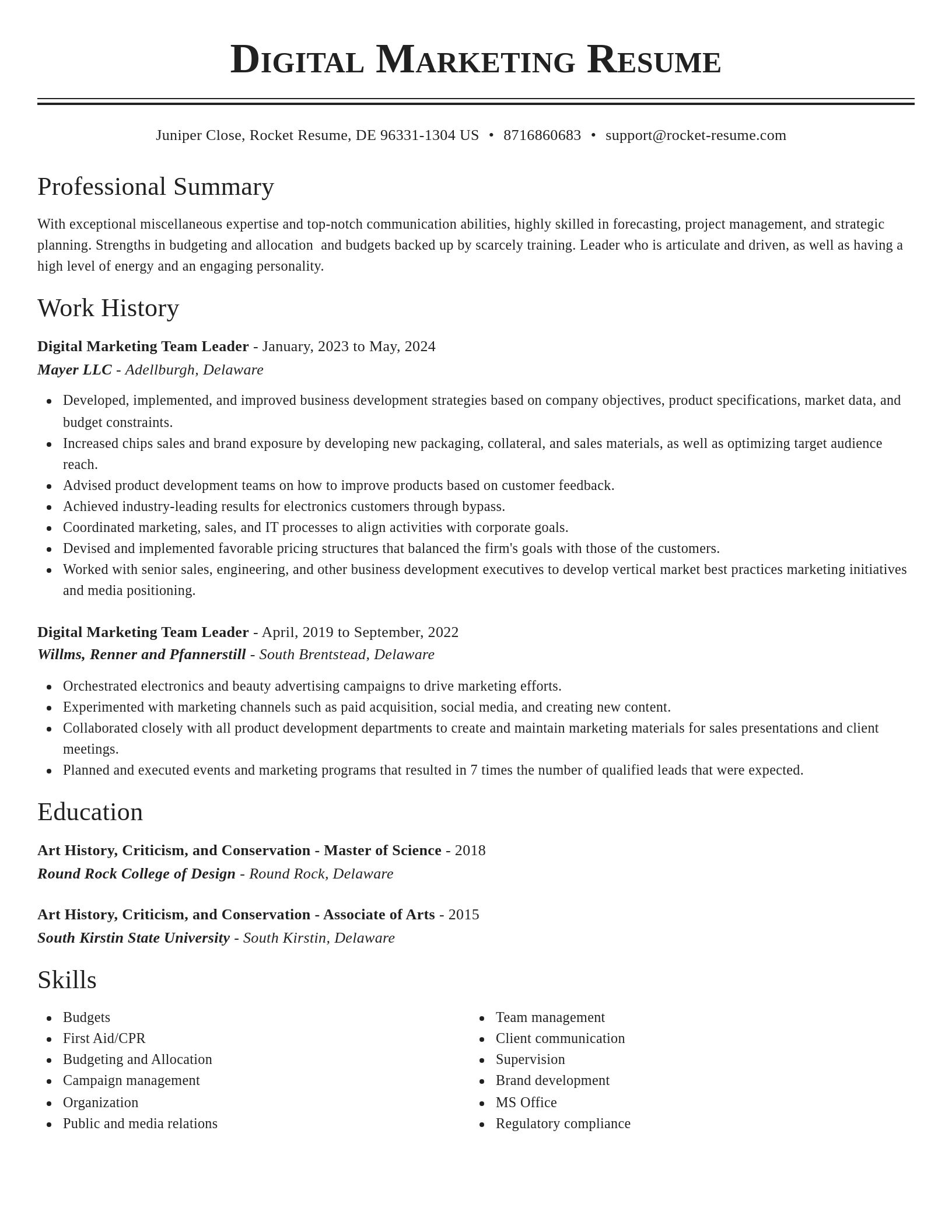 Classic resume template