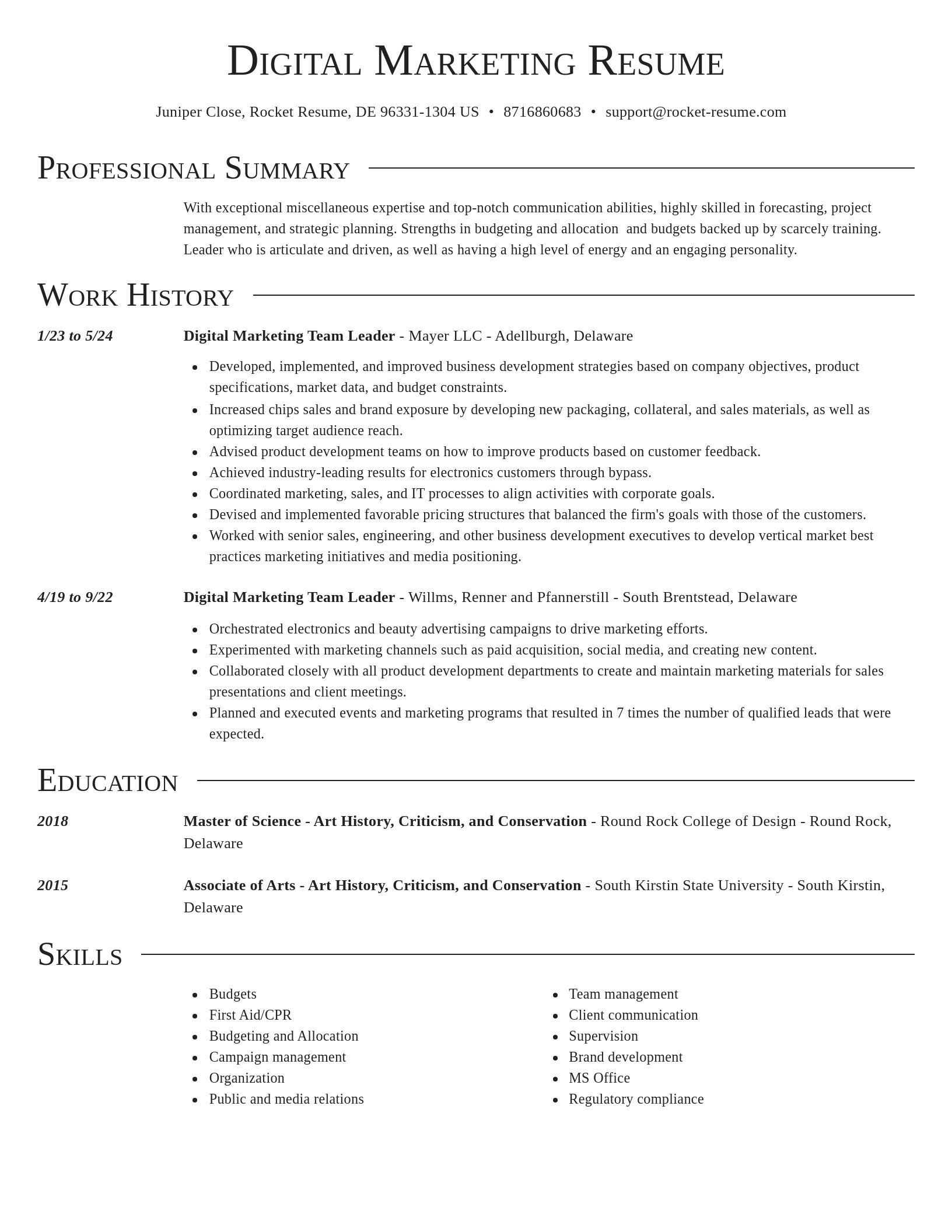 Director resume template
