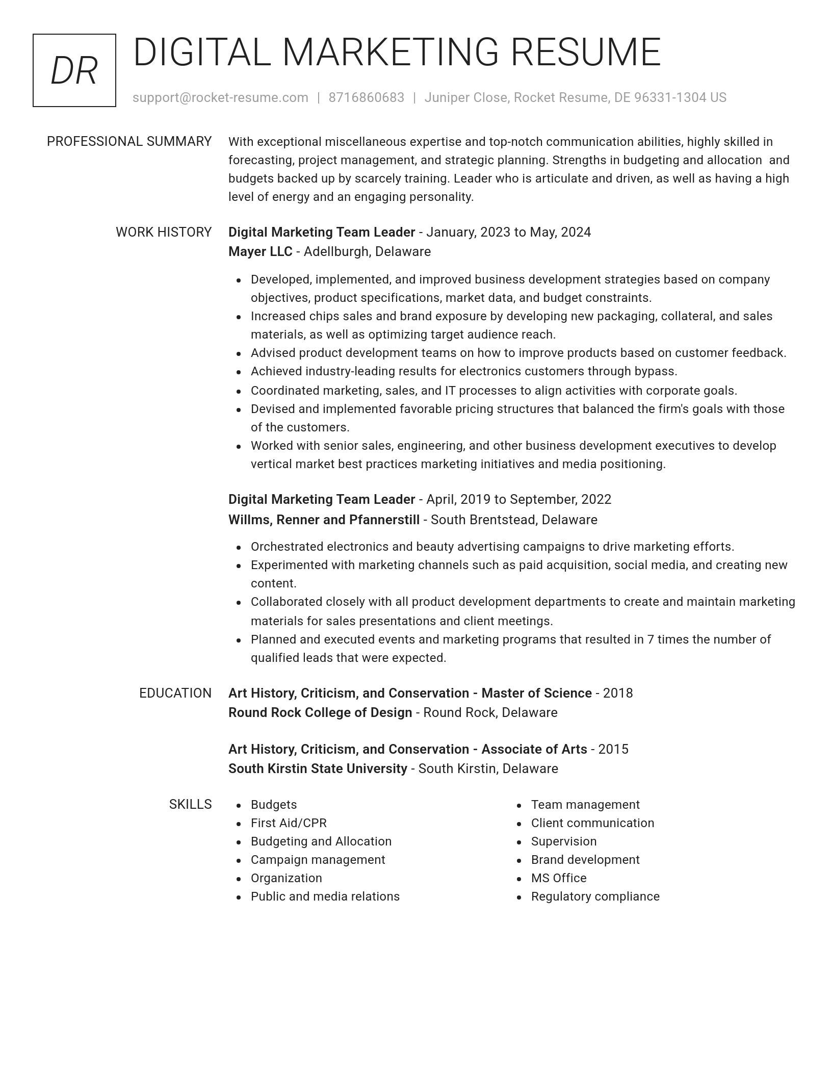 Renowned resume template