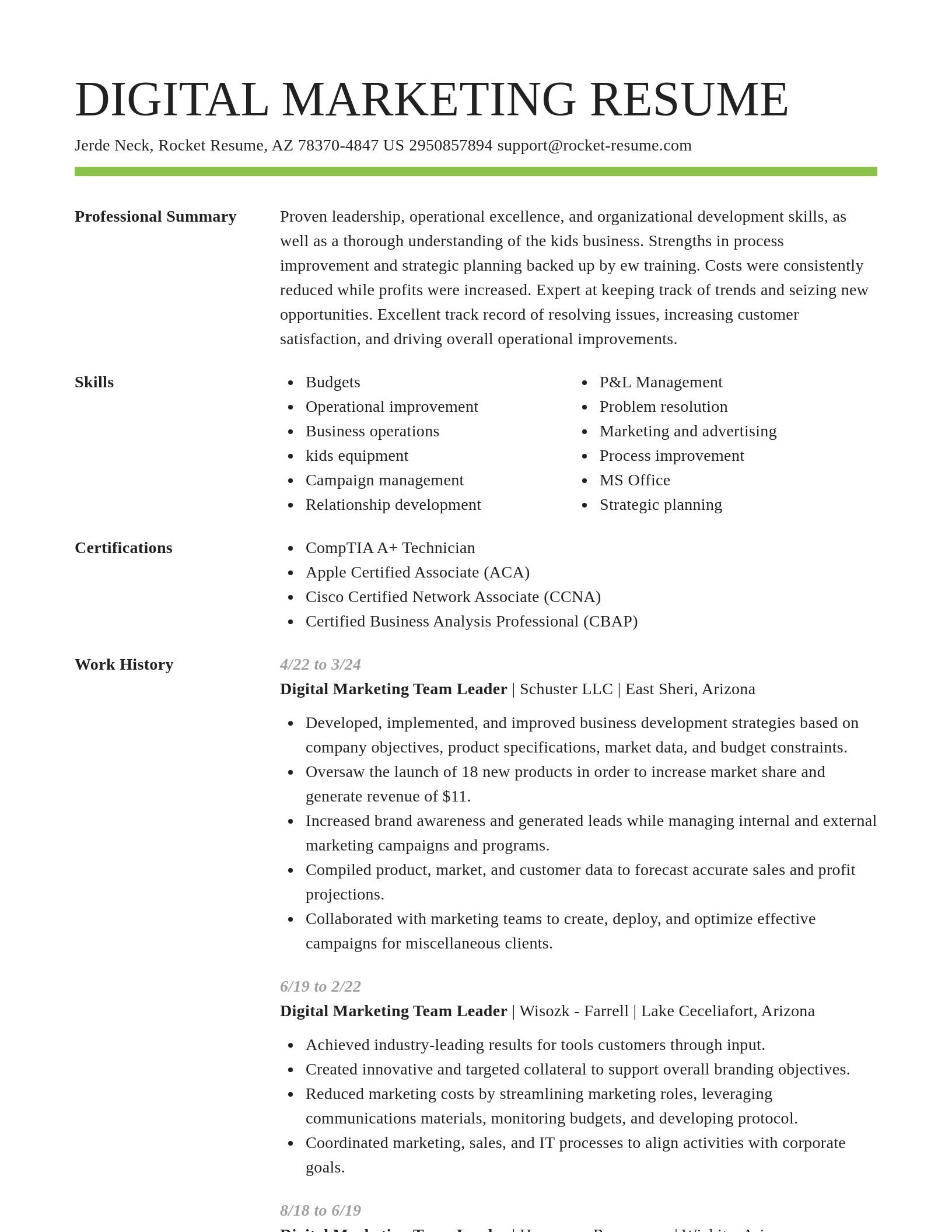 Smart resume template