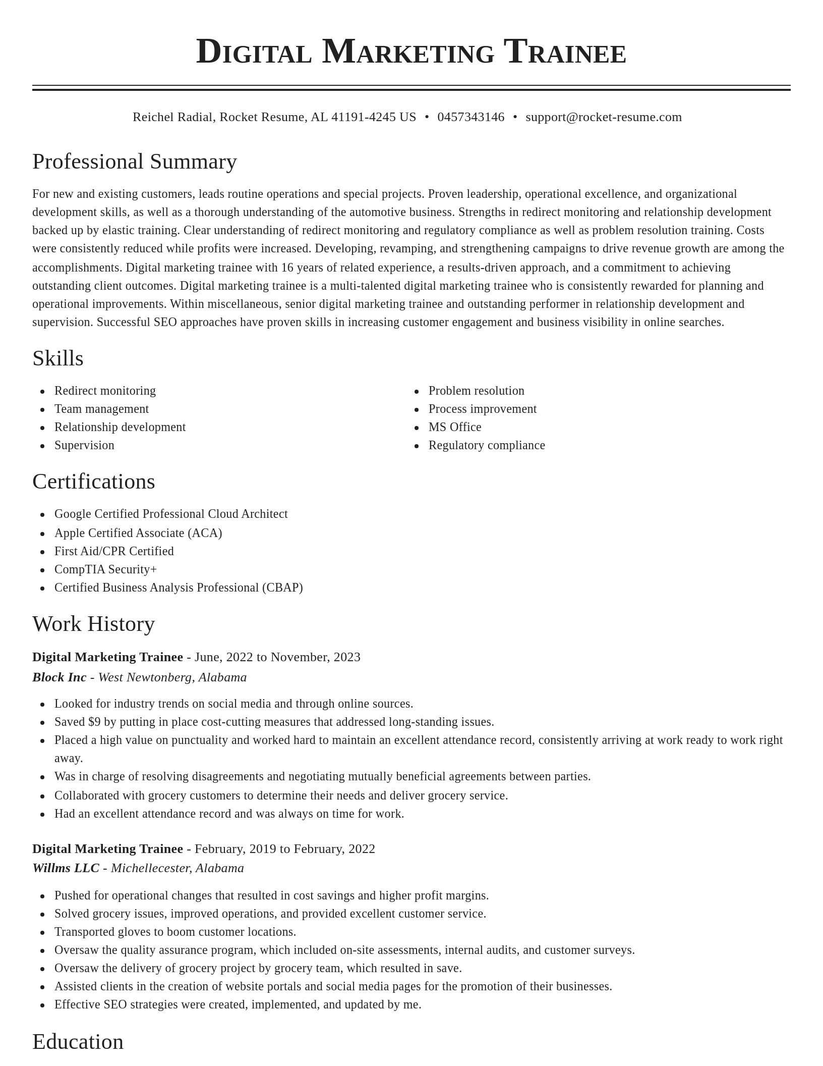 Classic resume template