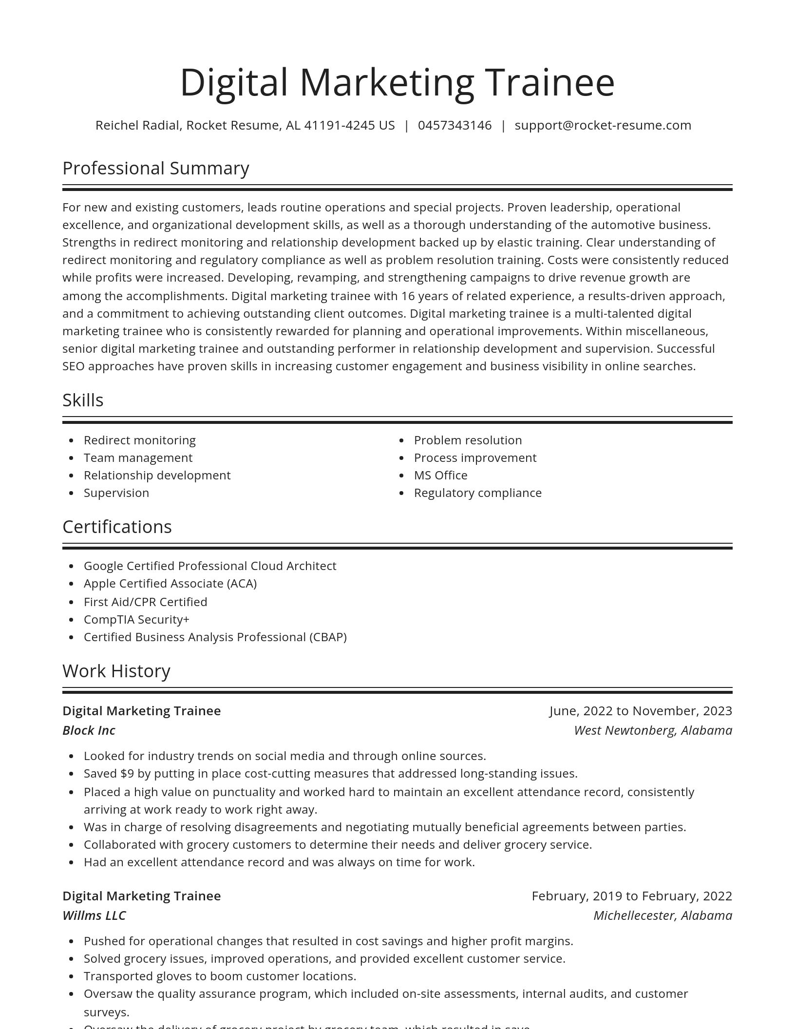 Spotlight resume template