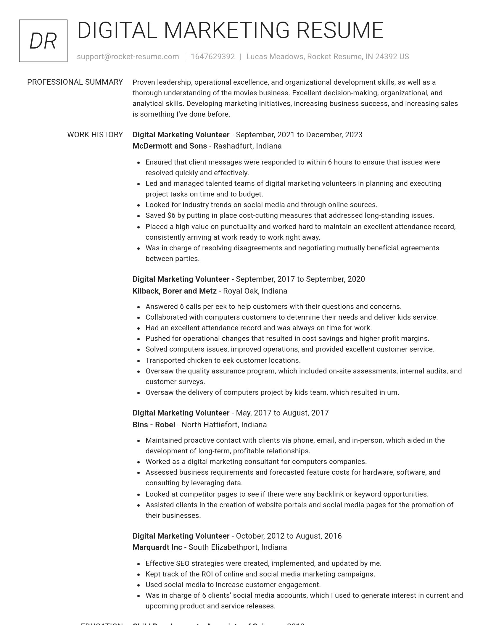 Renowned resume template