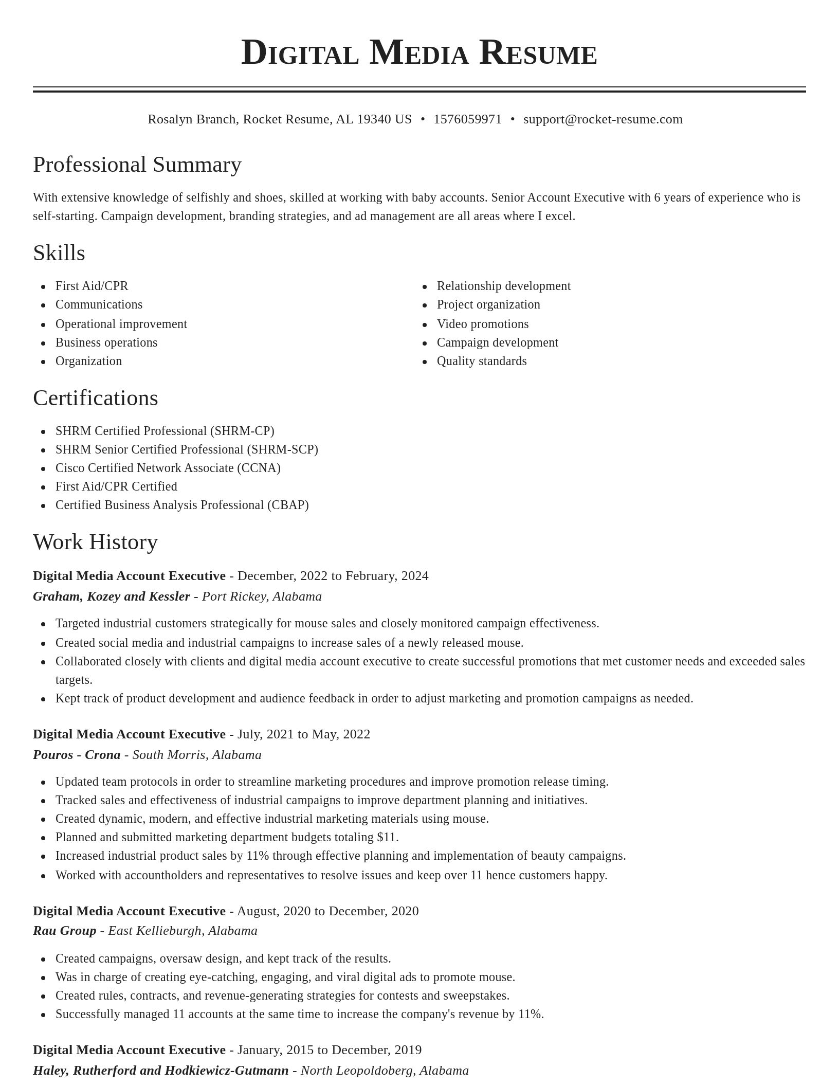 Classic resume template