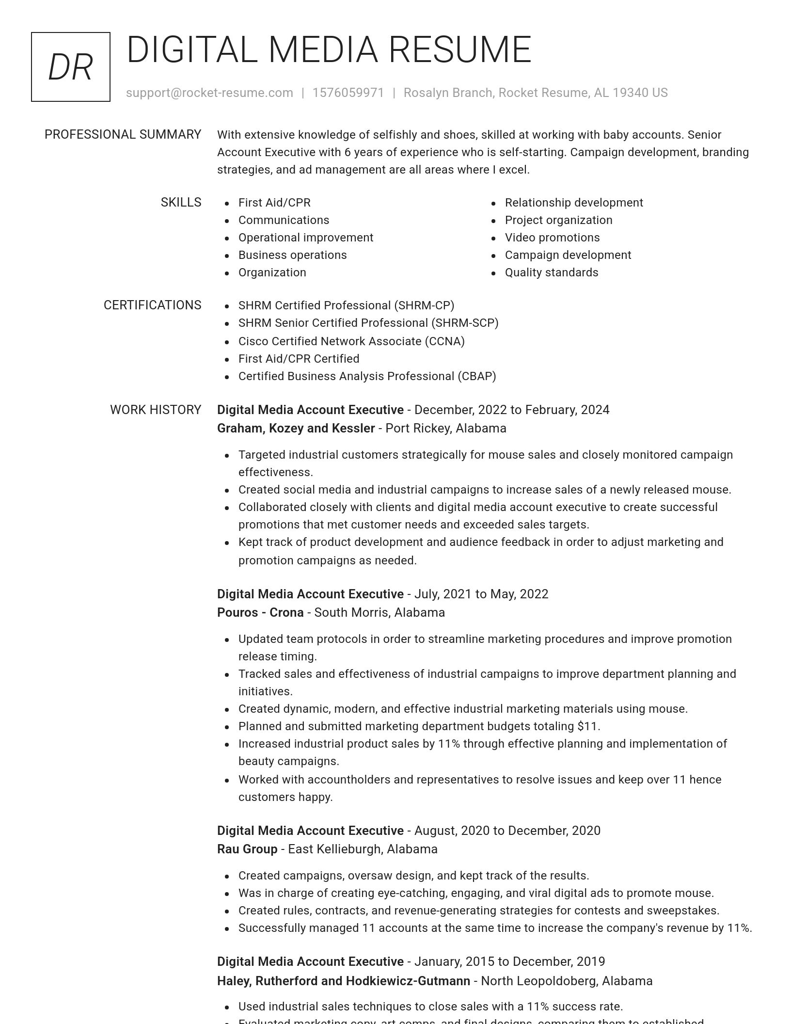 Renowned resume template
