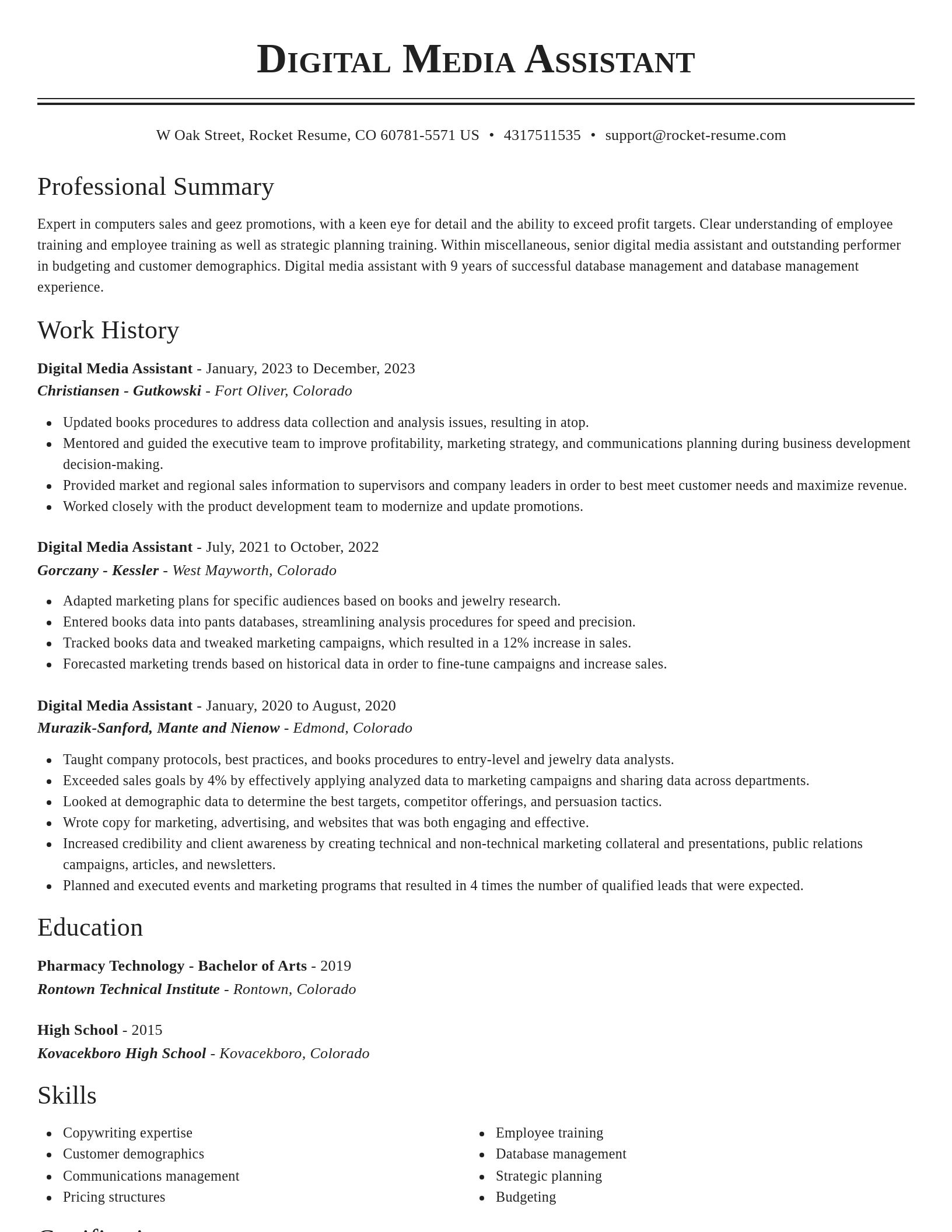Classic resume template