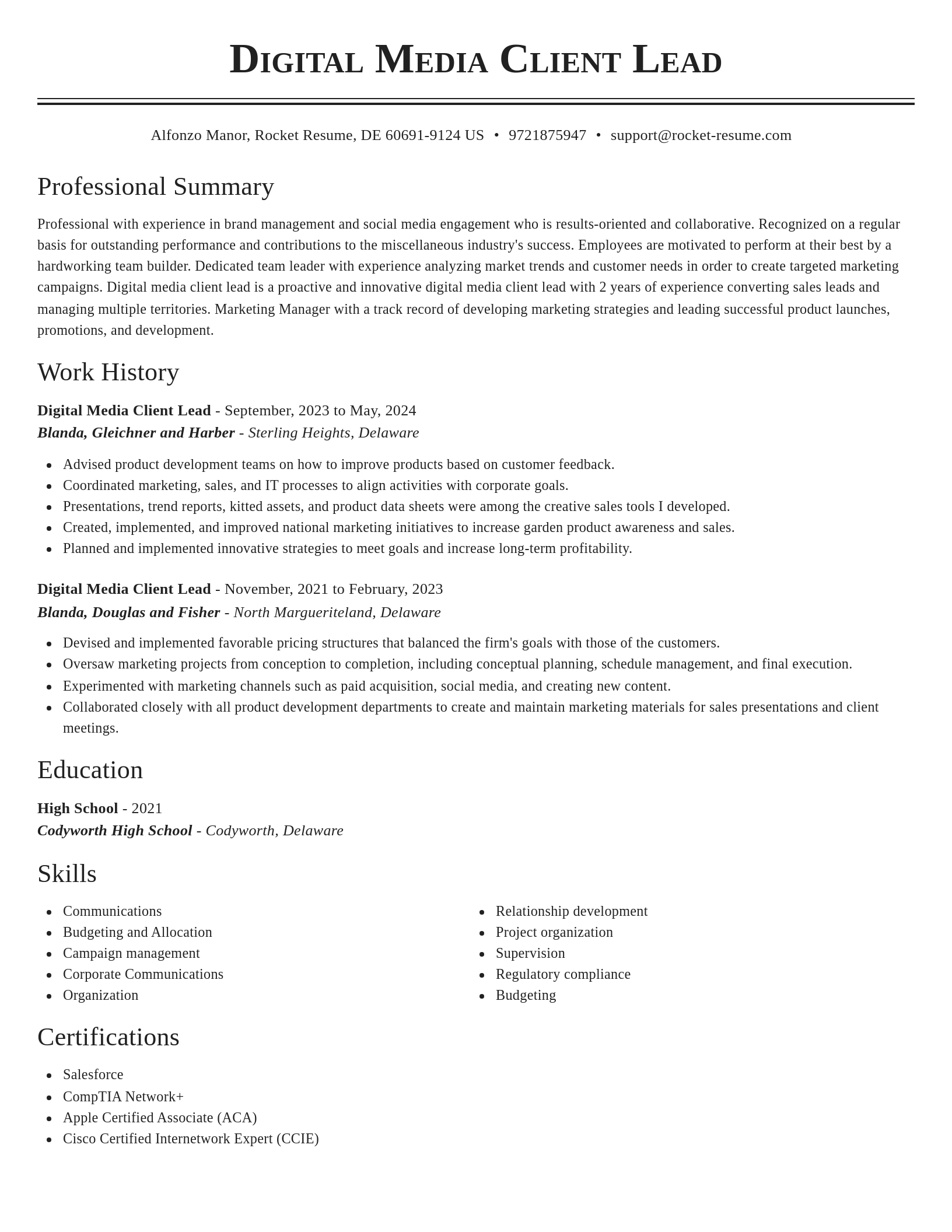 Classic resume template