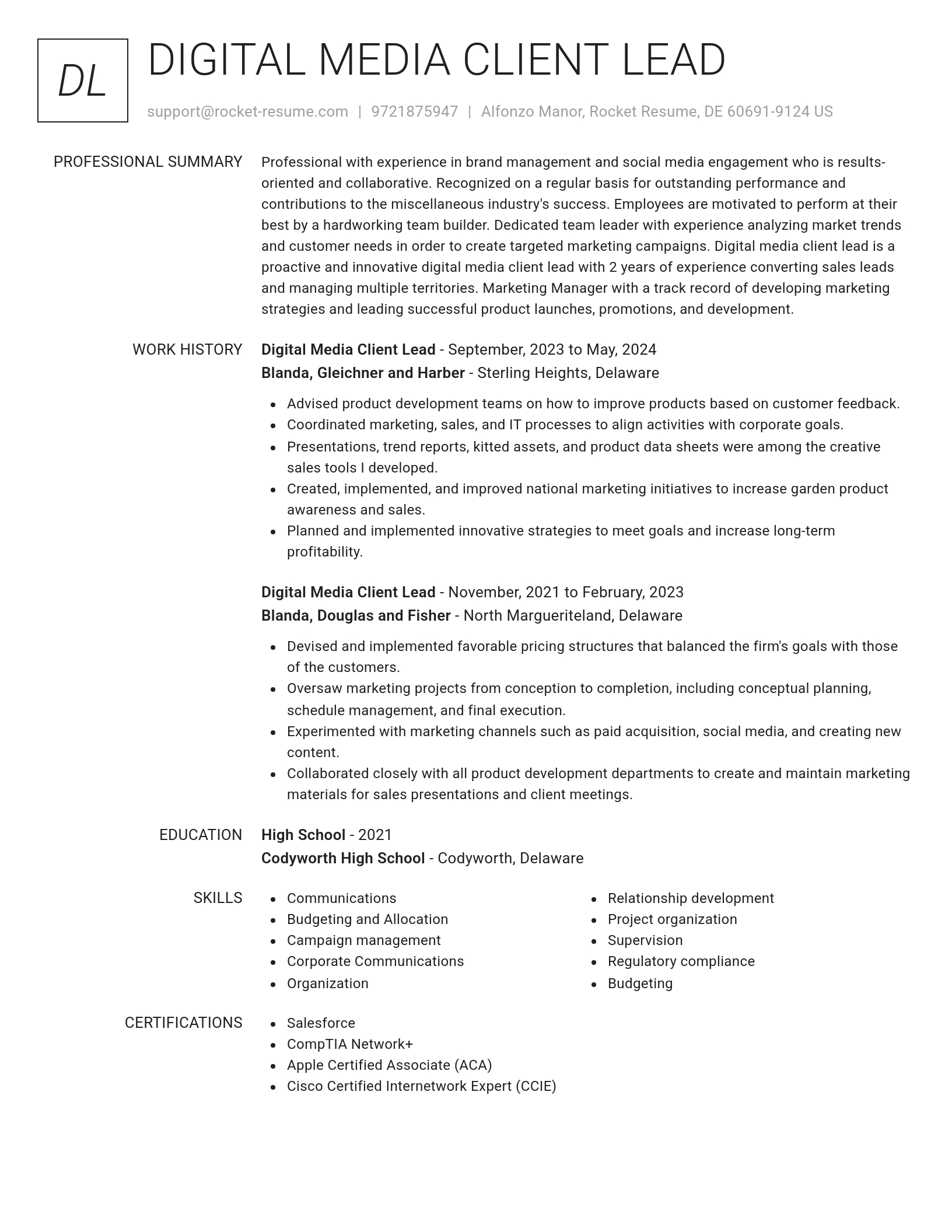Renowned resume template