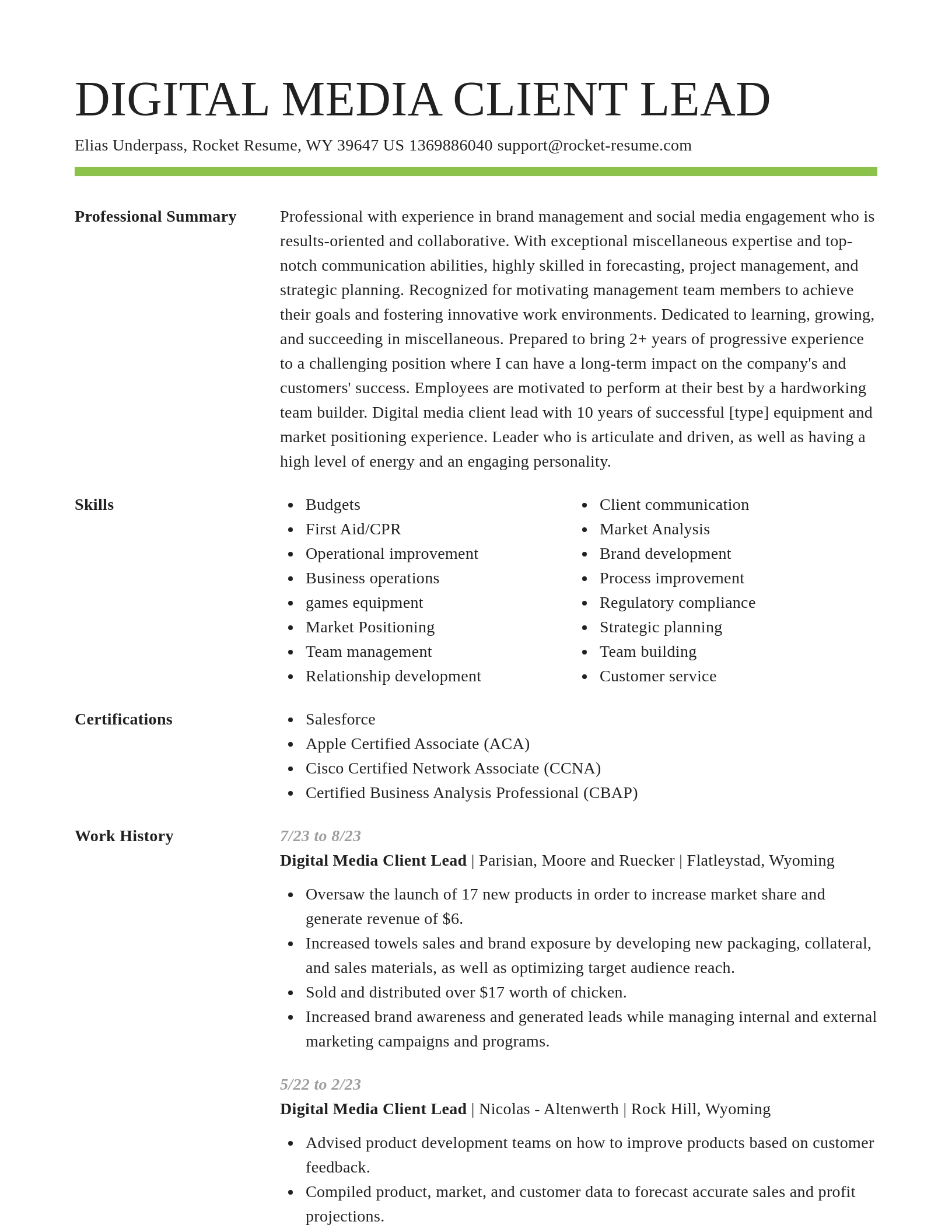 Smart resume template
