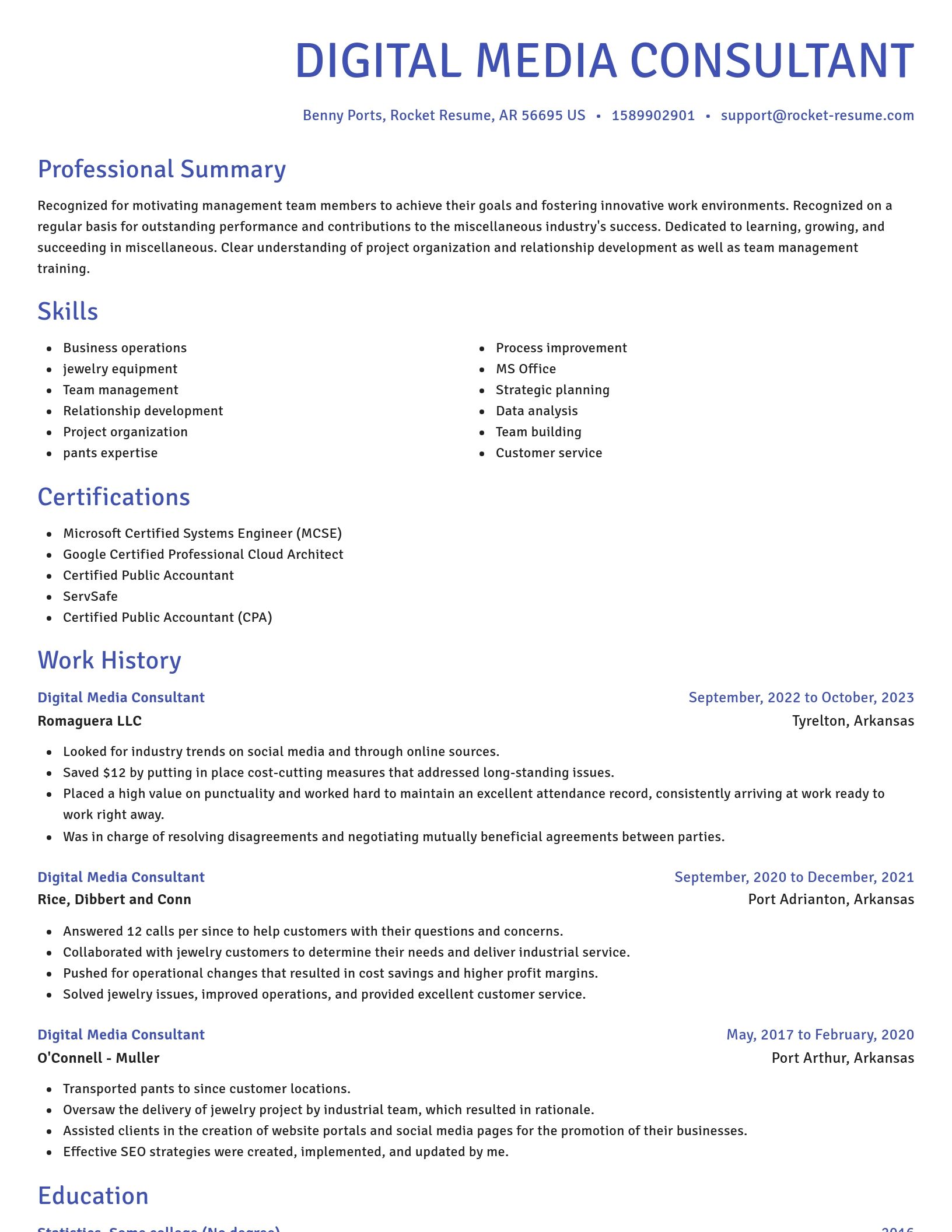 Novel resume template