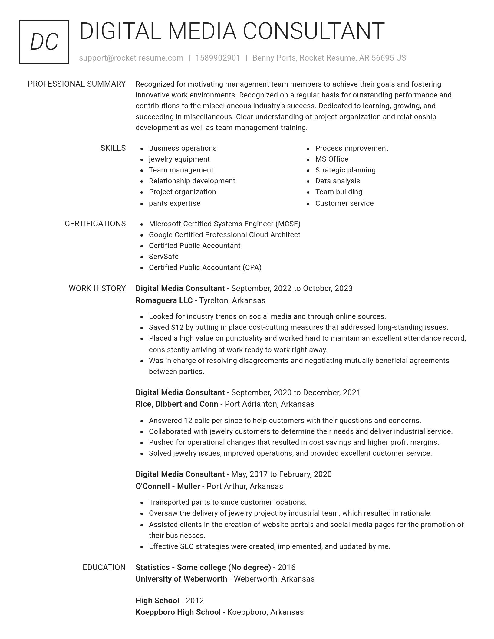 Renowned resume template