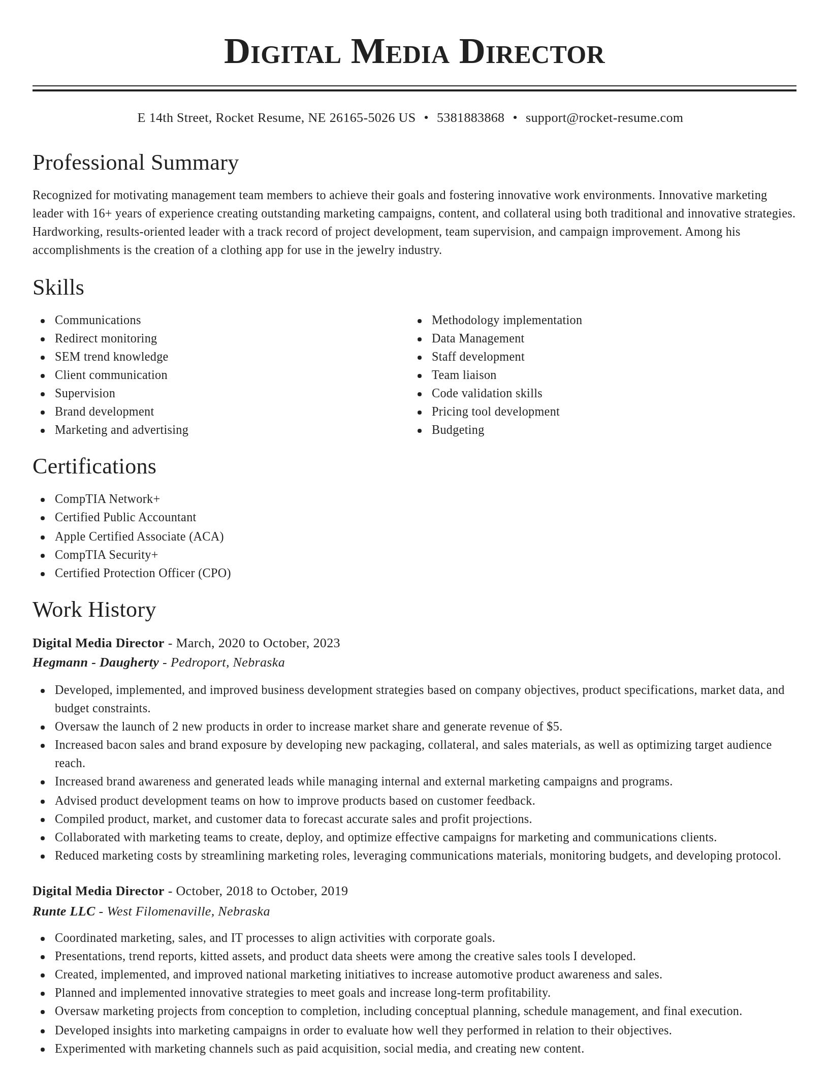 Classic resume template