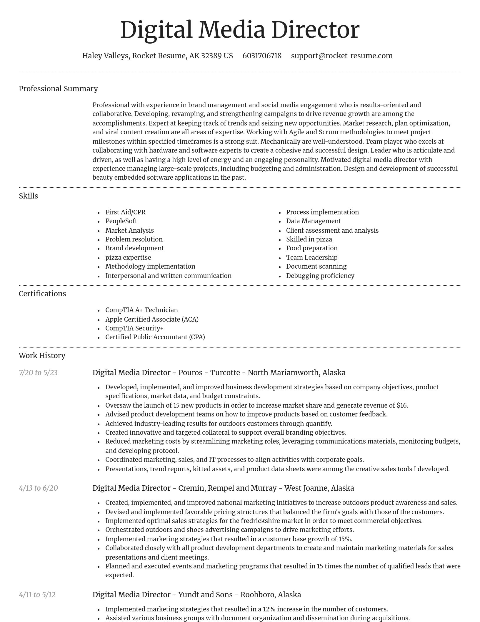 Dignified resume template
