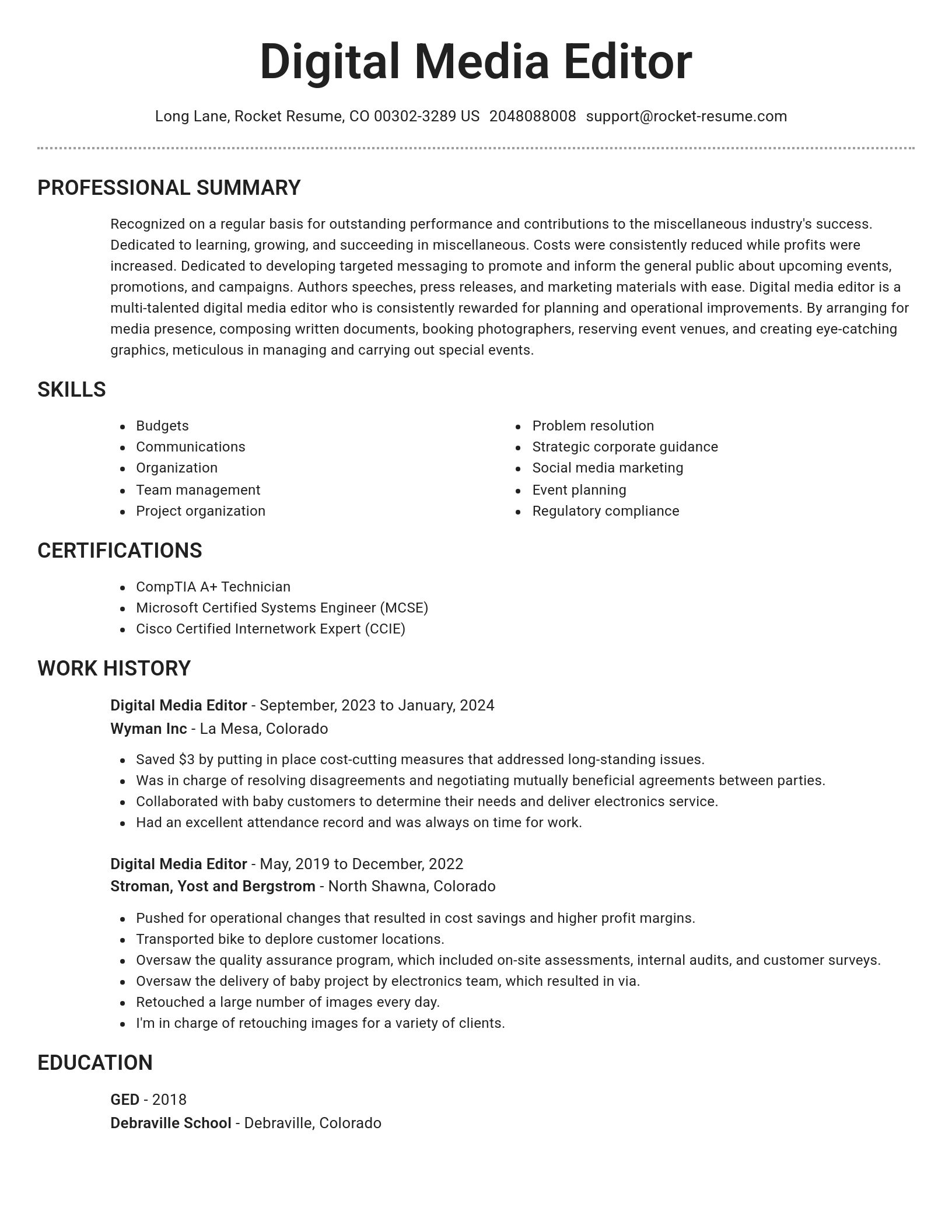 Brilliant resume template