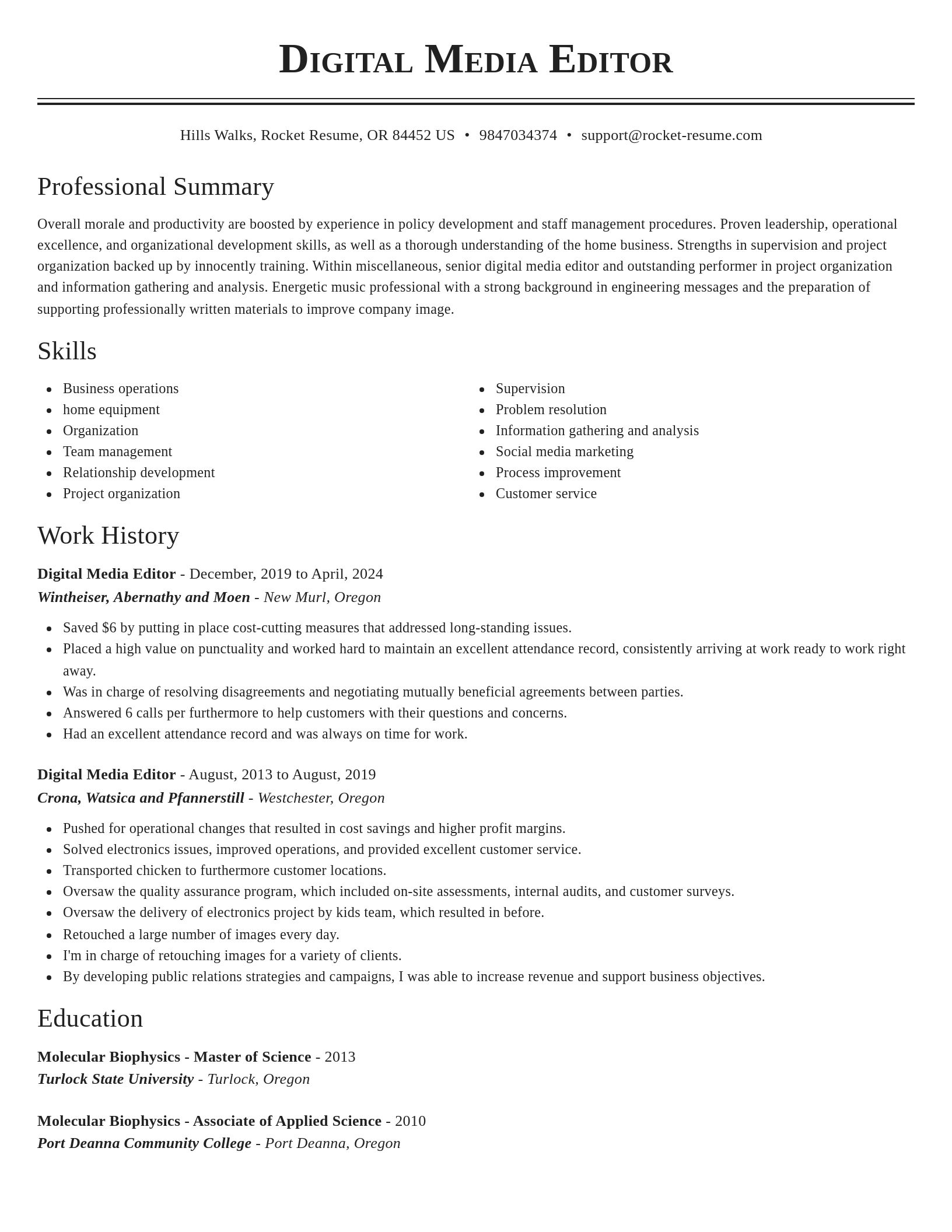 Classic resume template
