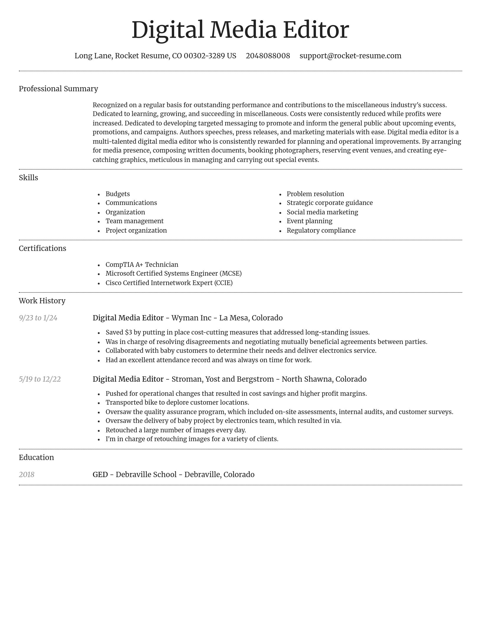 Dignified resume template