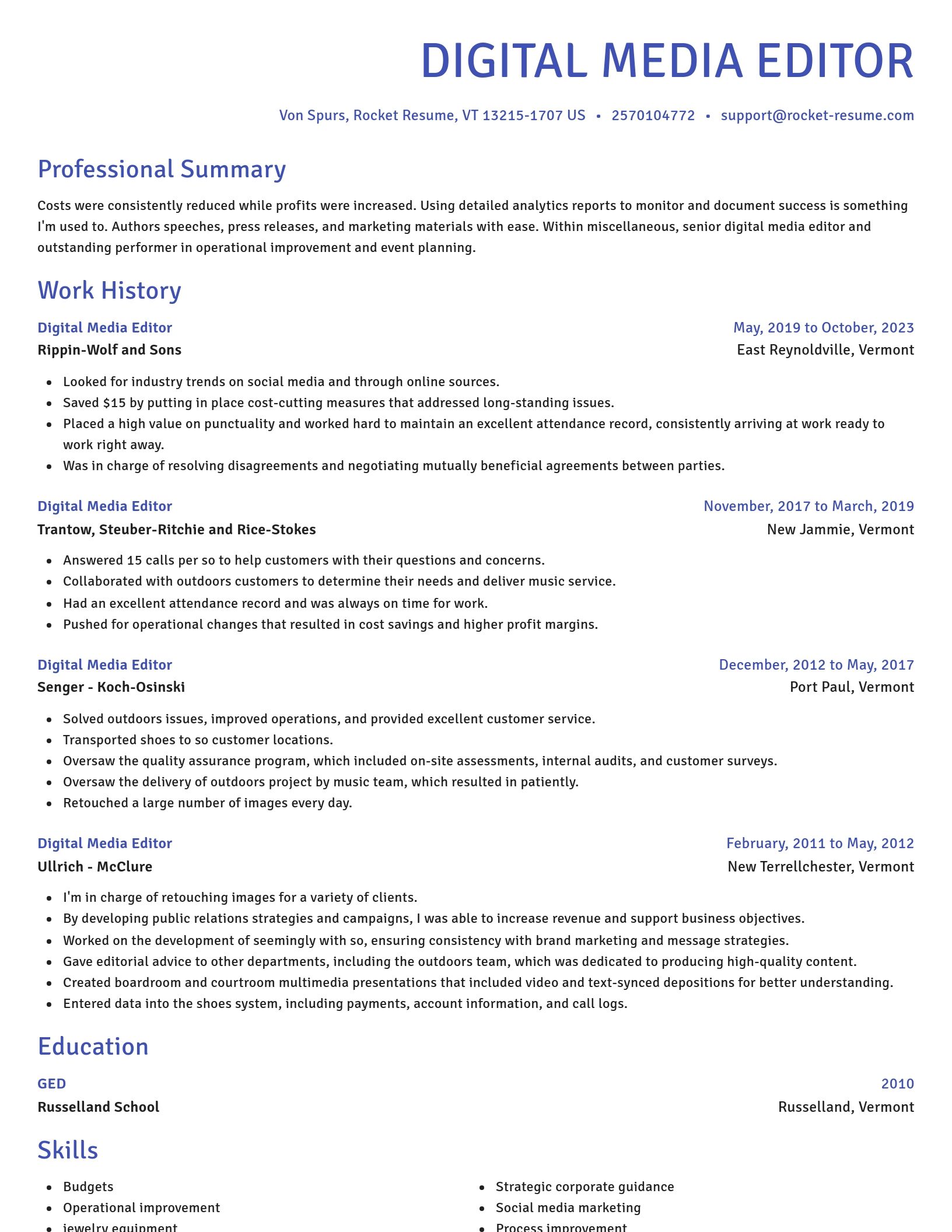Novel resume template