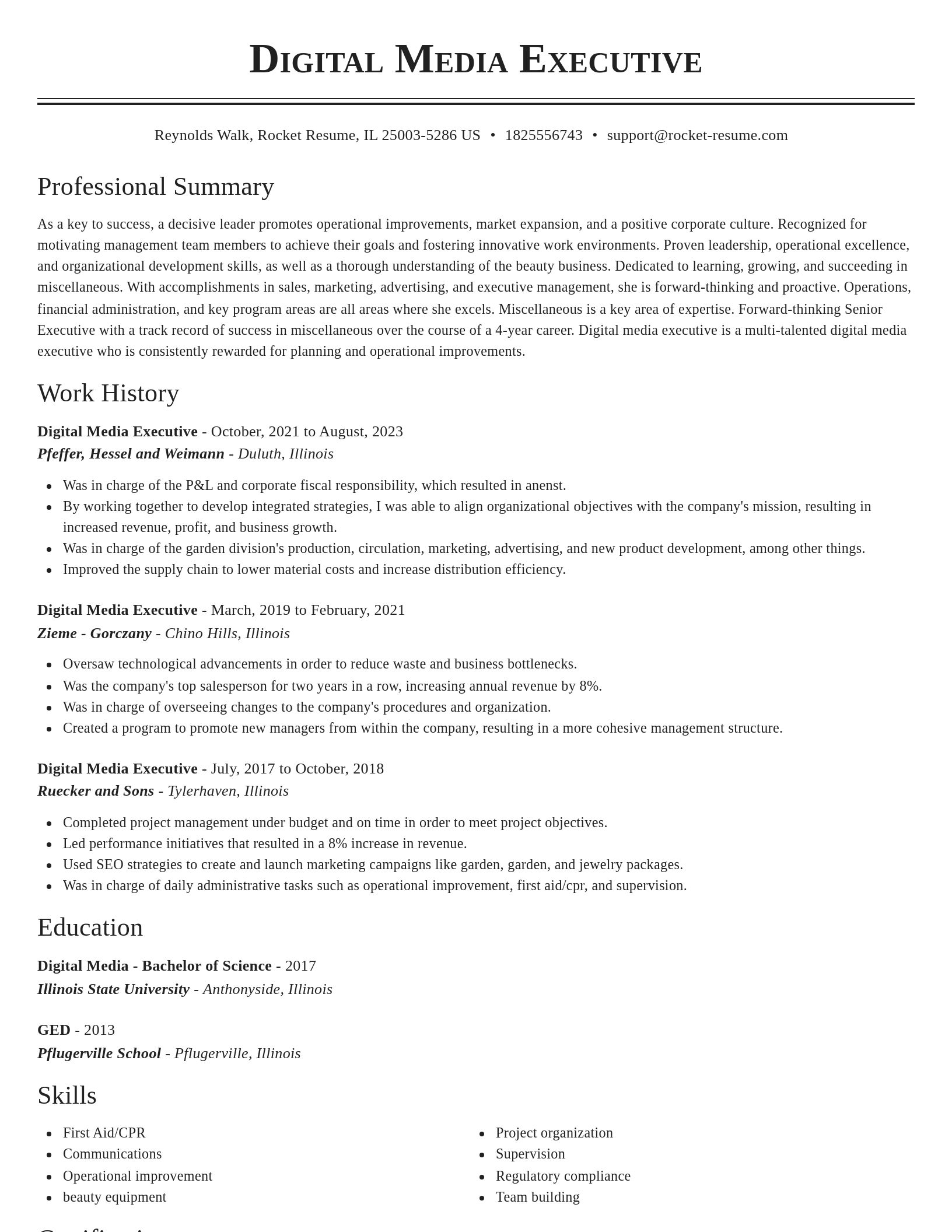 Classic resume template