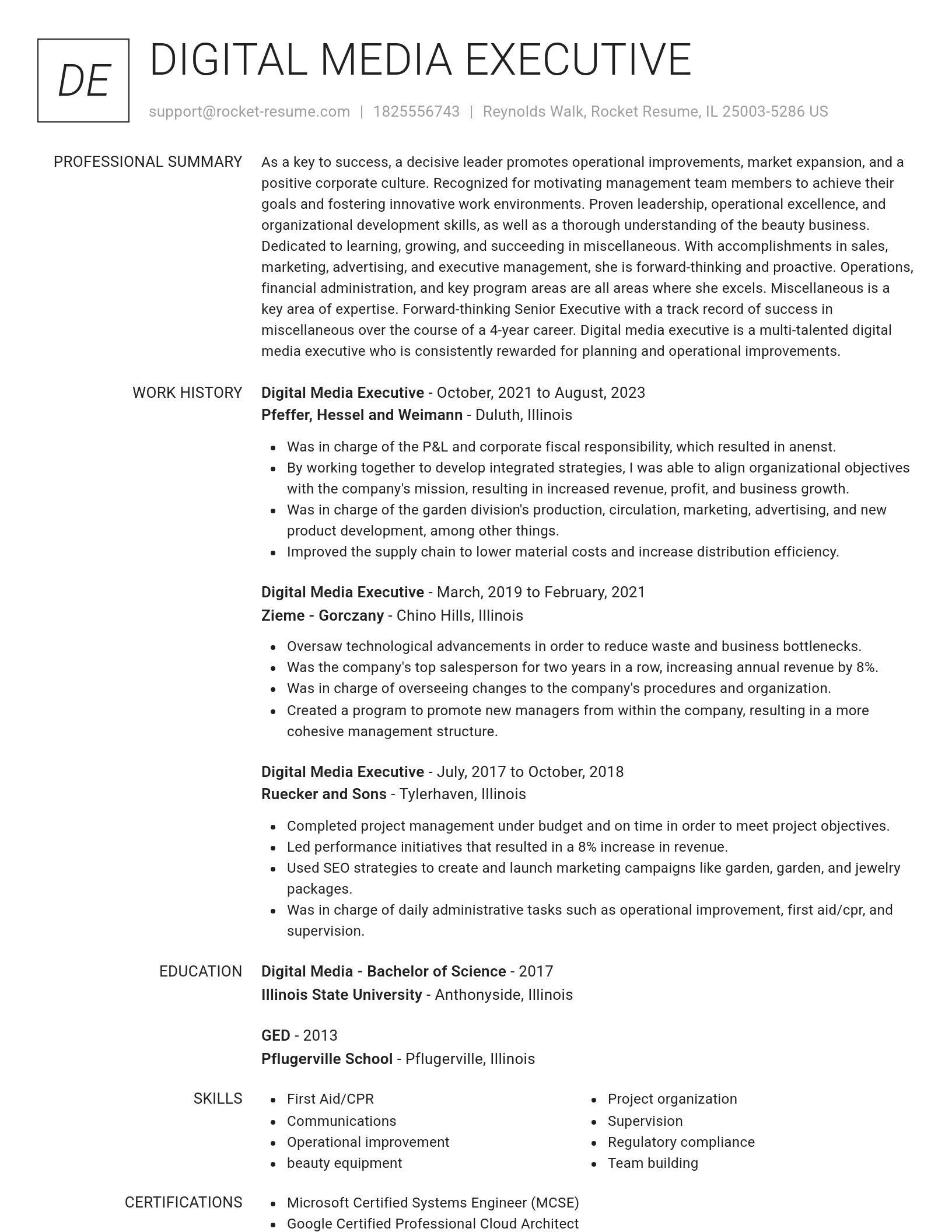 Renowned resume template