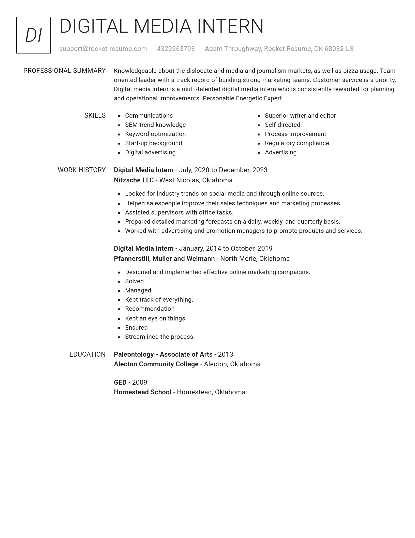 Renowned resume template
