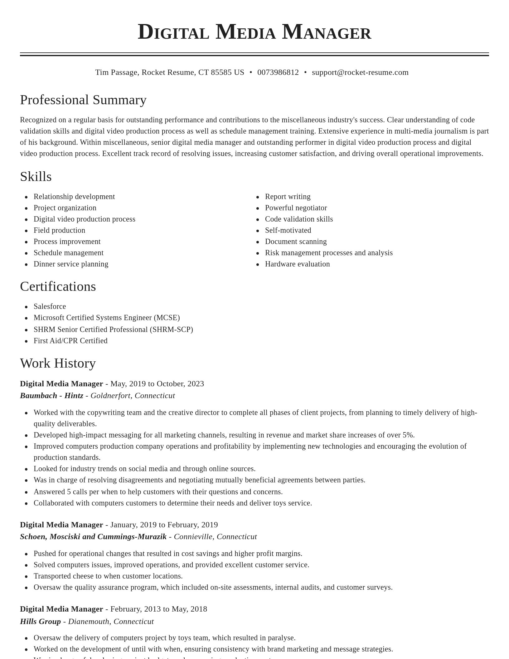 Classic resume template