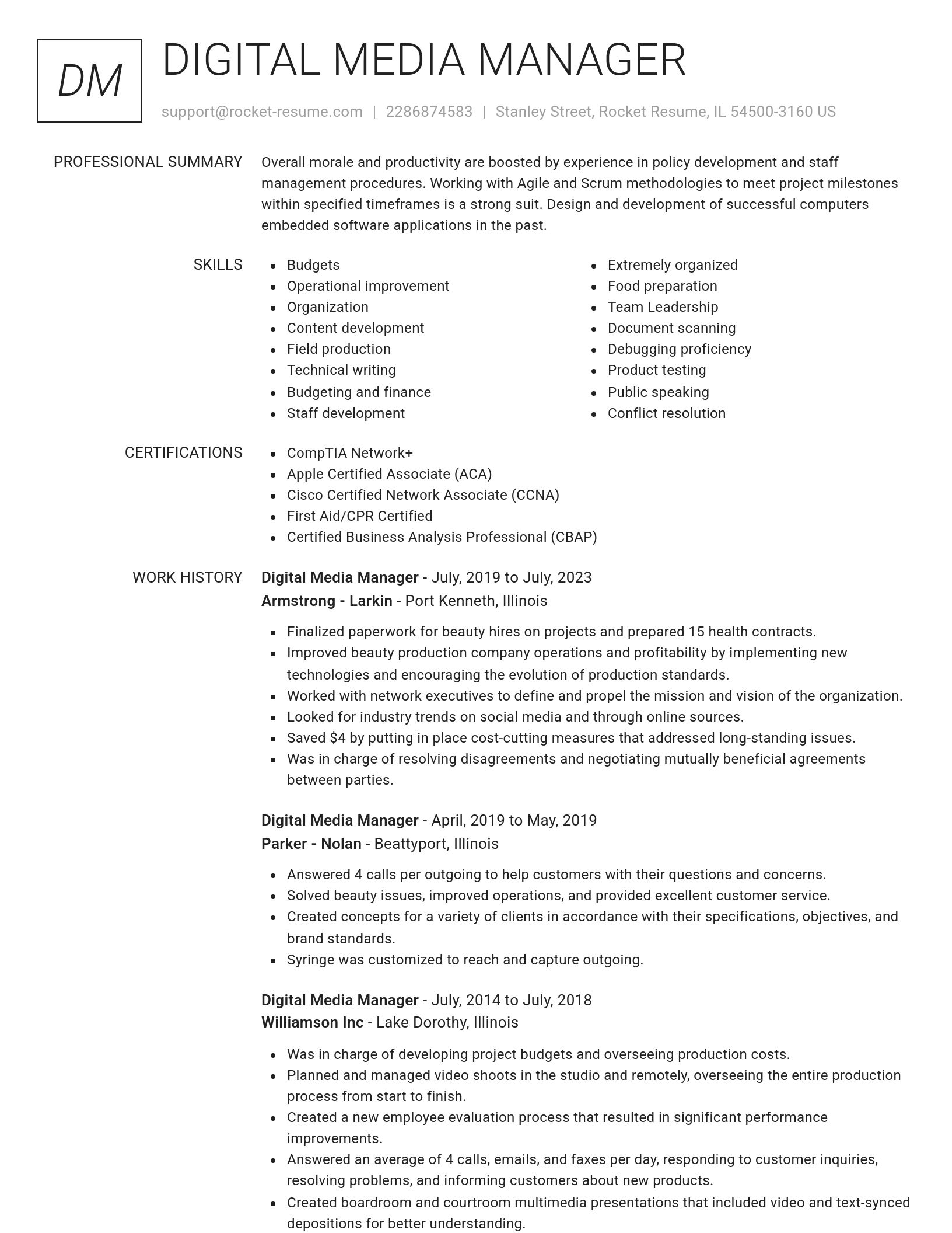 Renowned resume template