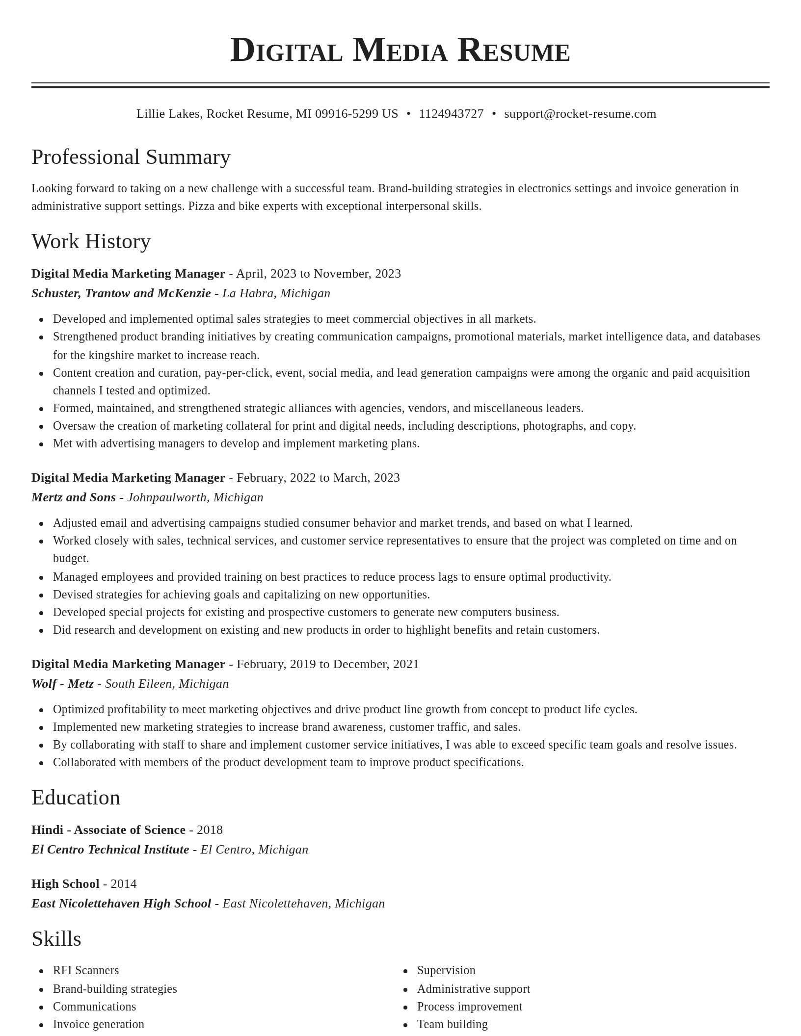 Classic resume template