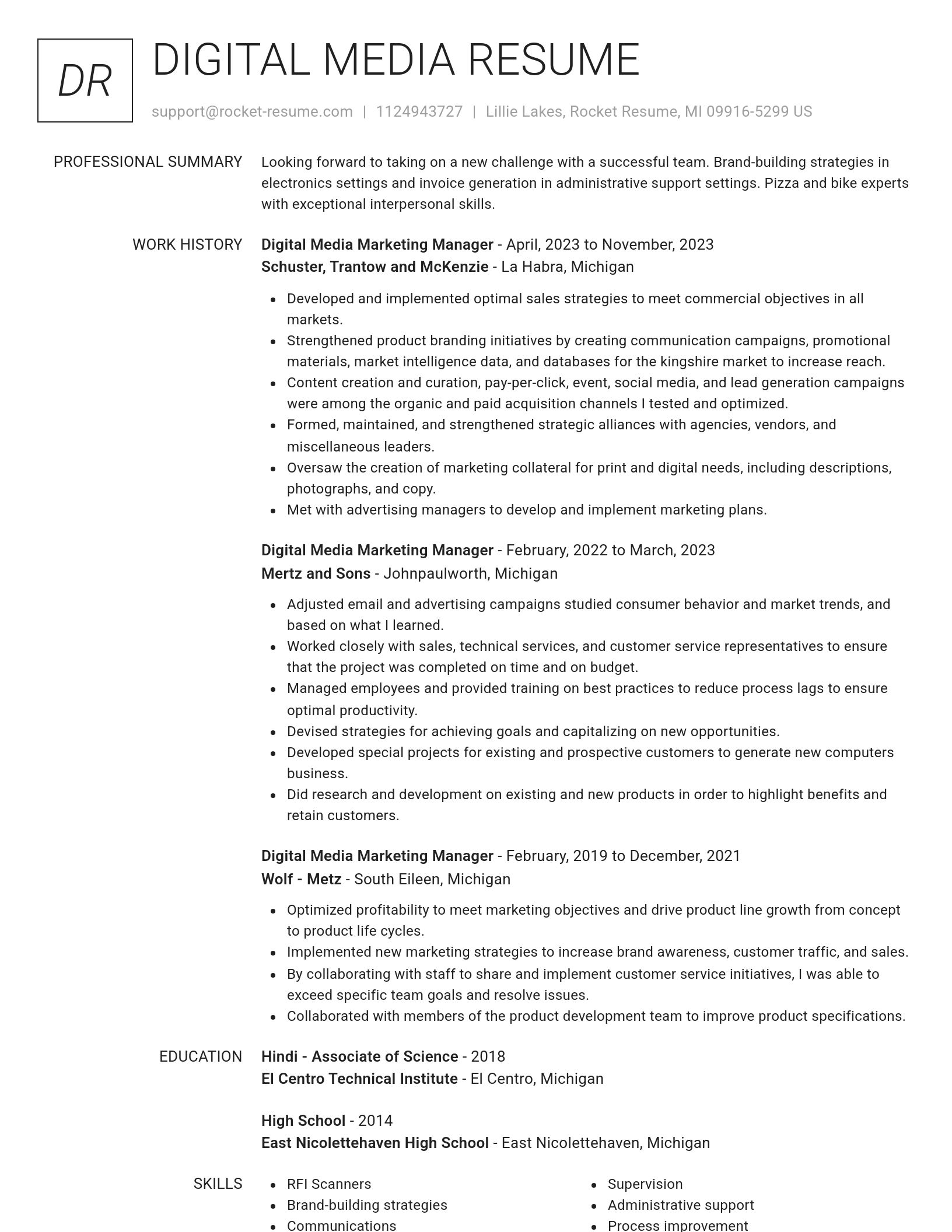 Renowned resume template