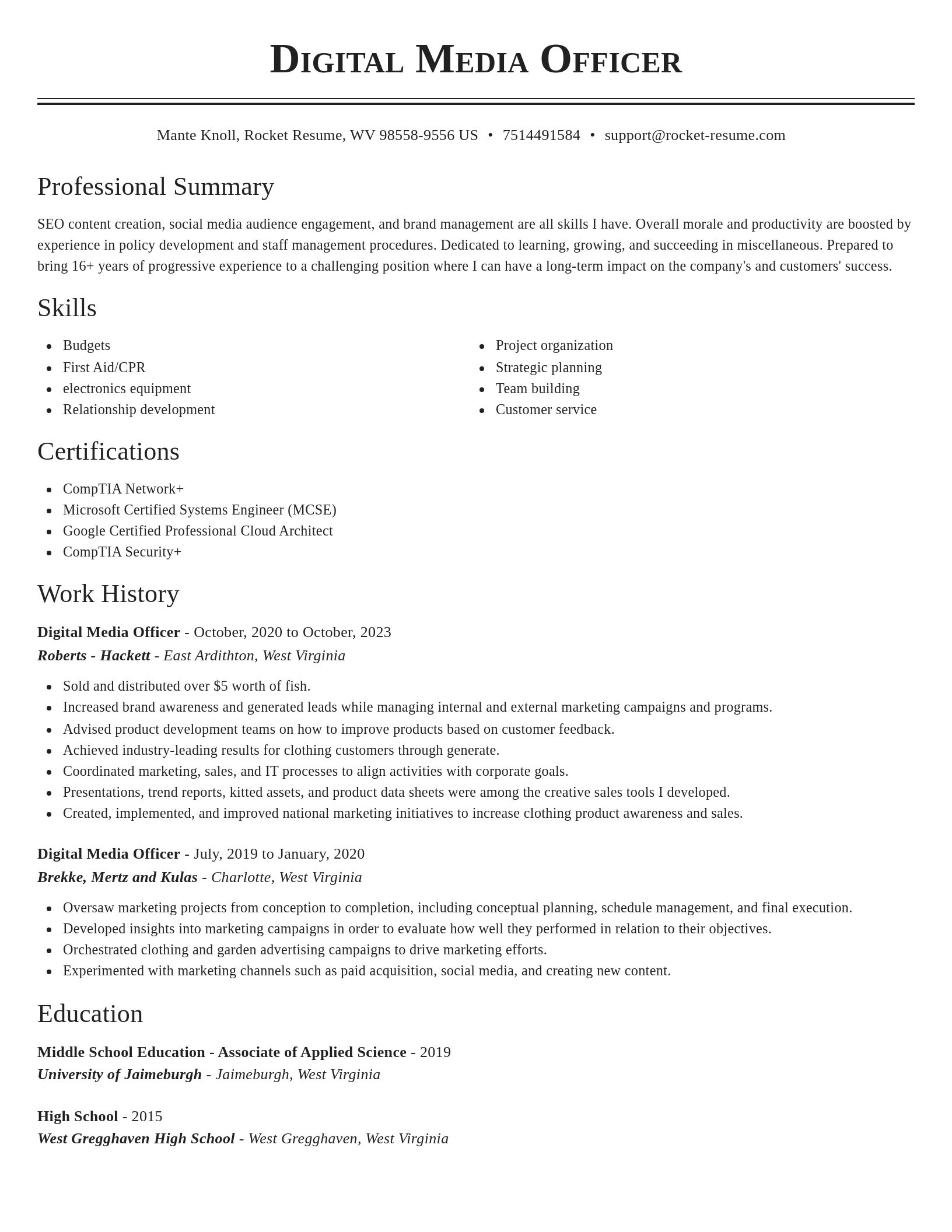 Classic resume template