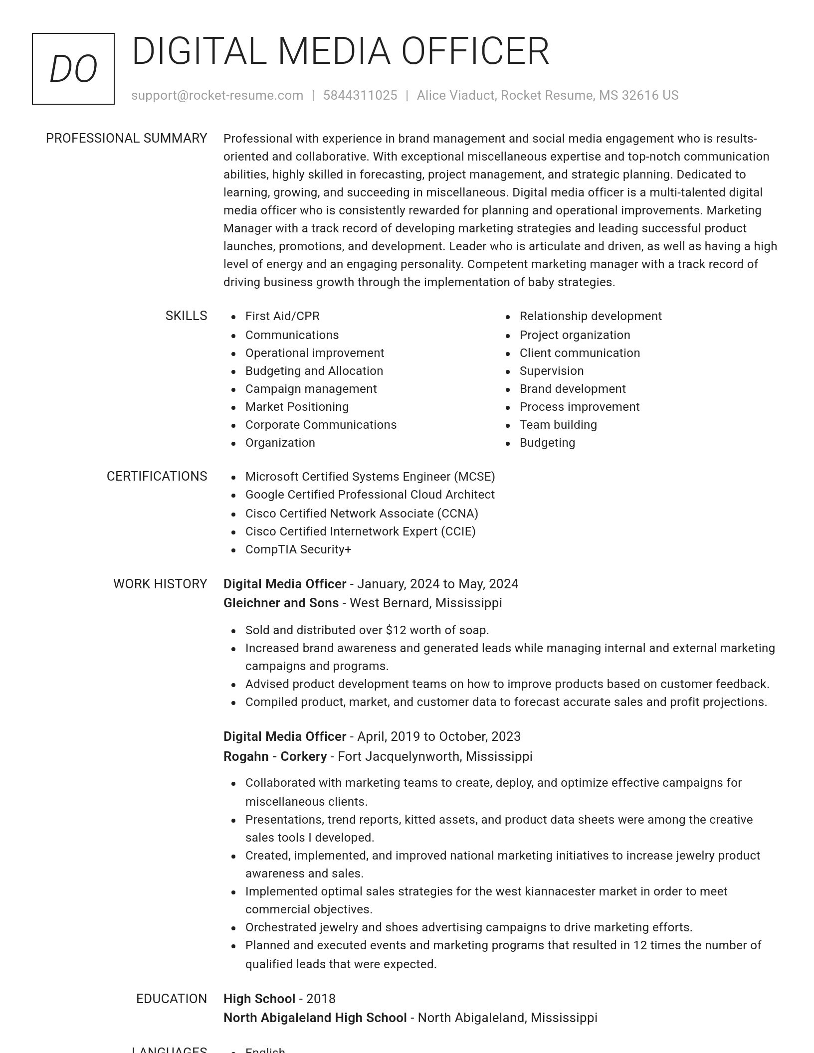 Renowned resume template