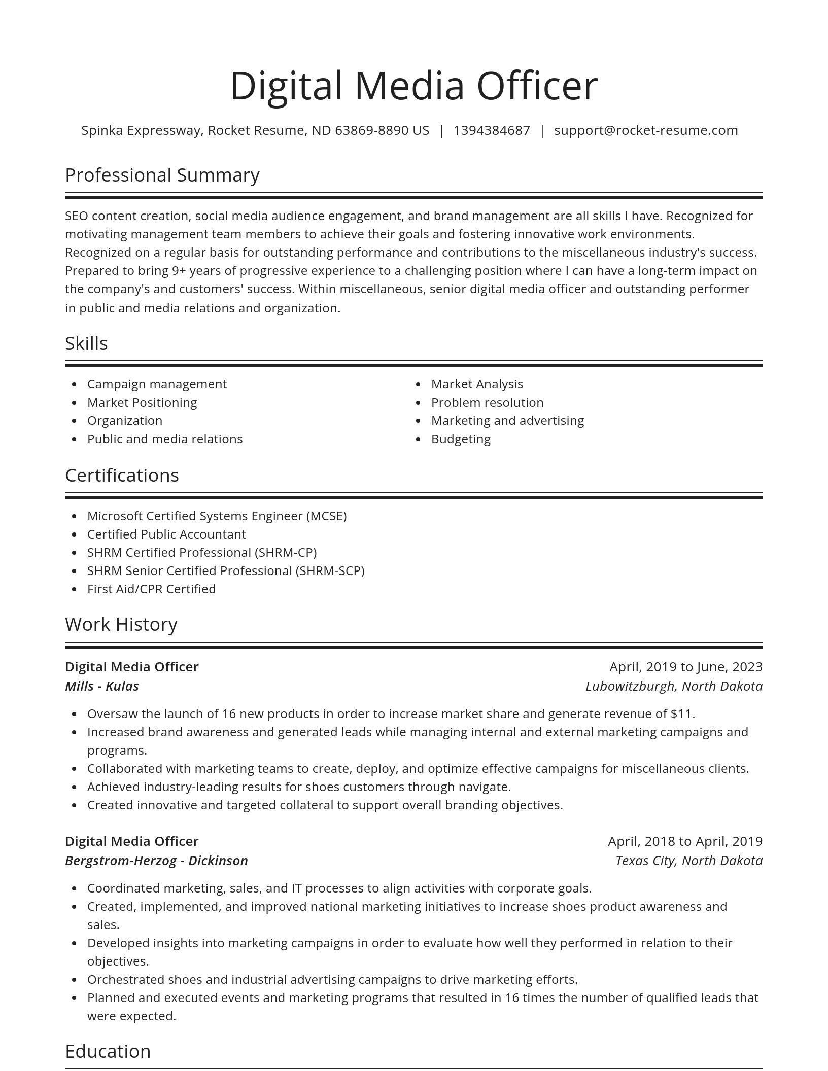 Spotlight resume template