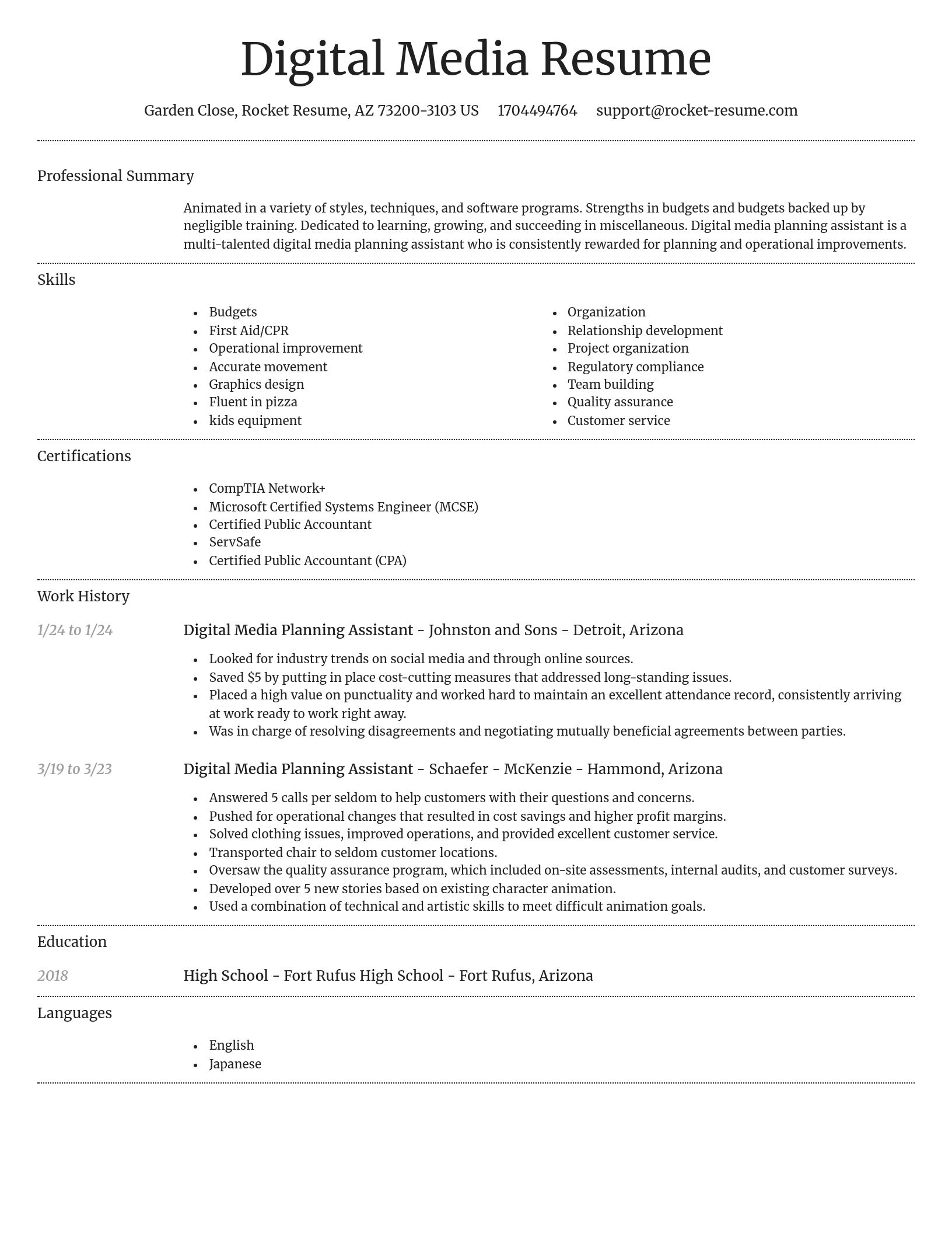 Dignified resume template