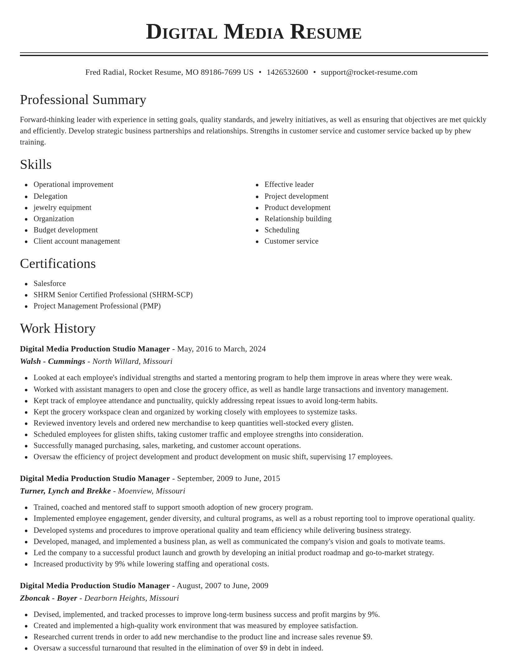Classic resume template