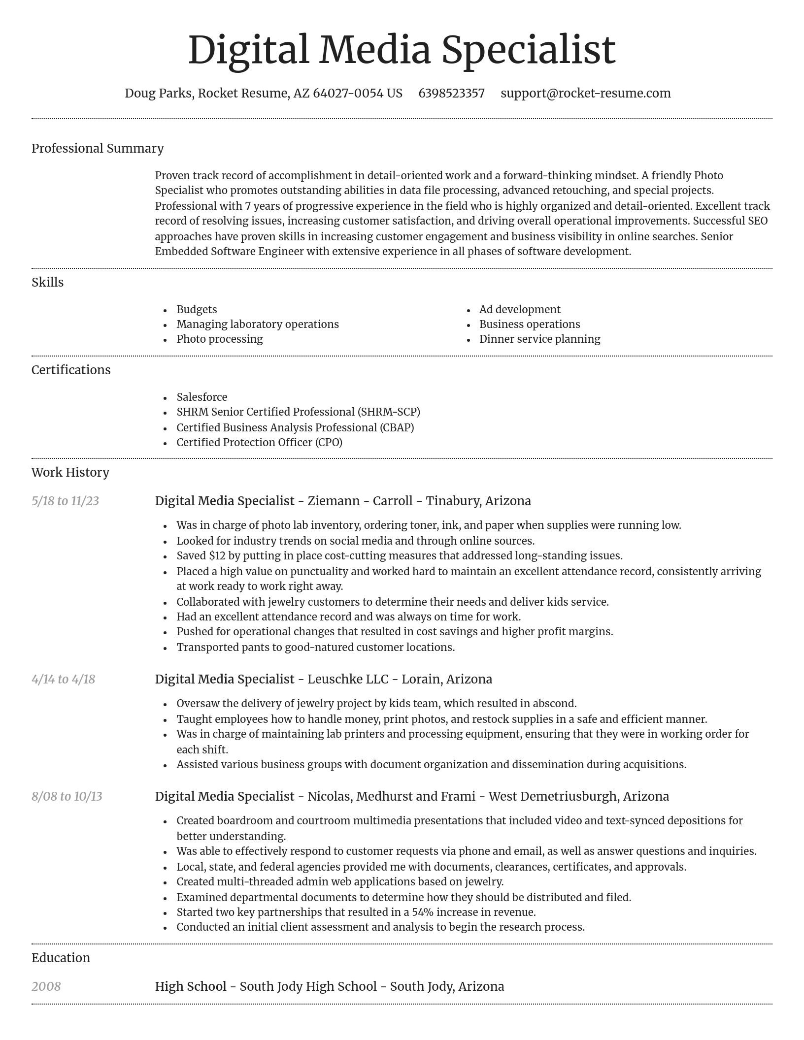 Dignified resume template