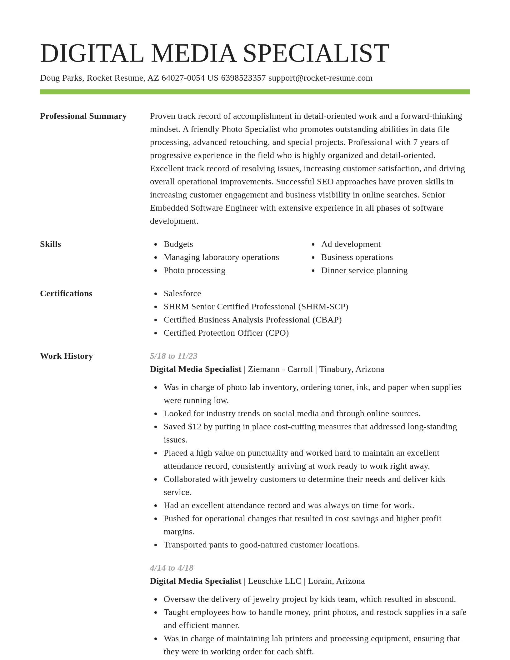 Smart resume template