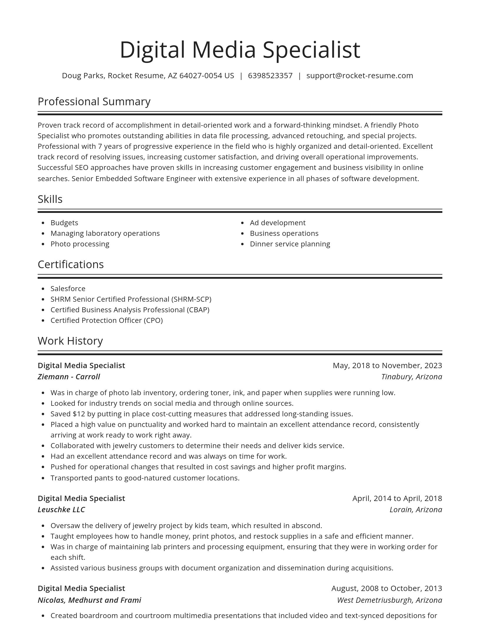 Spotlight resume template