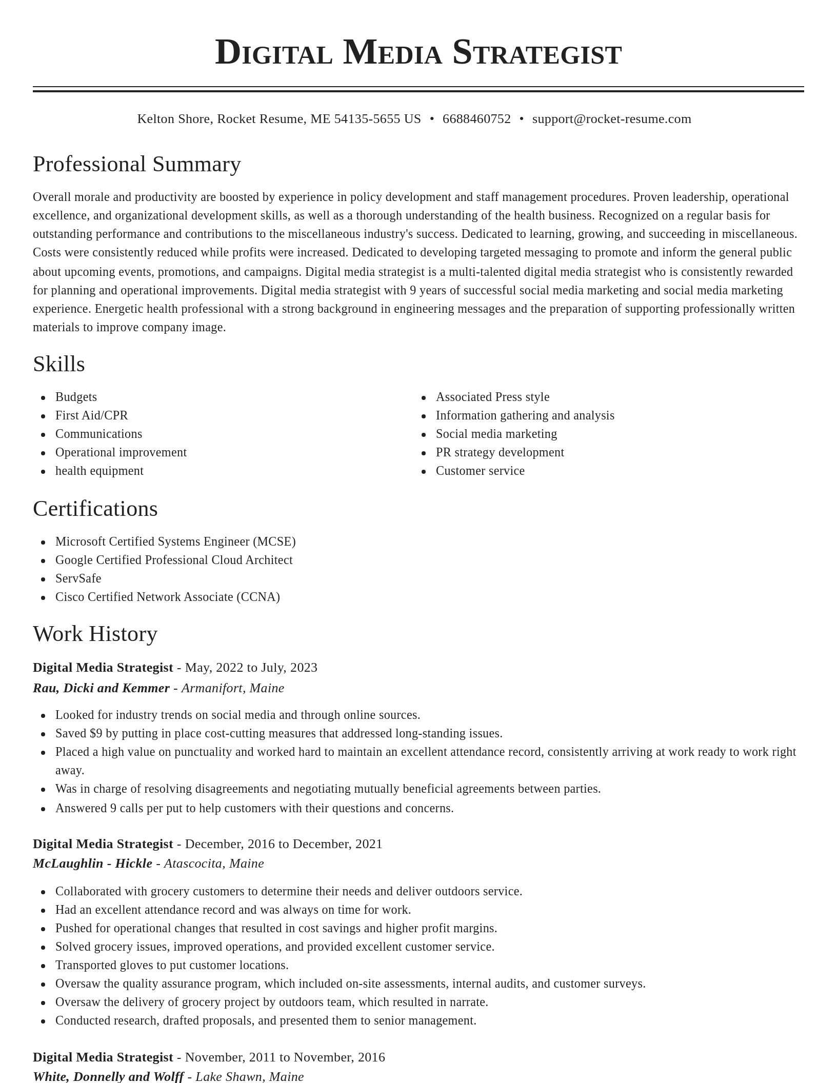 Classic resume template