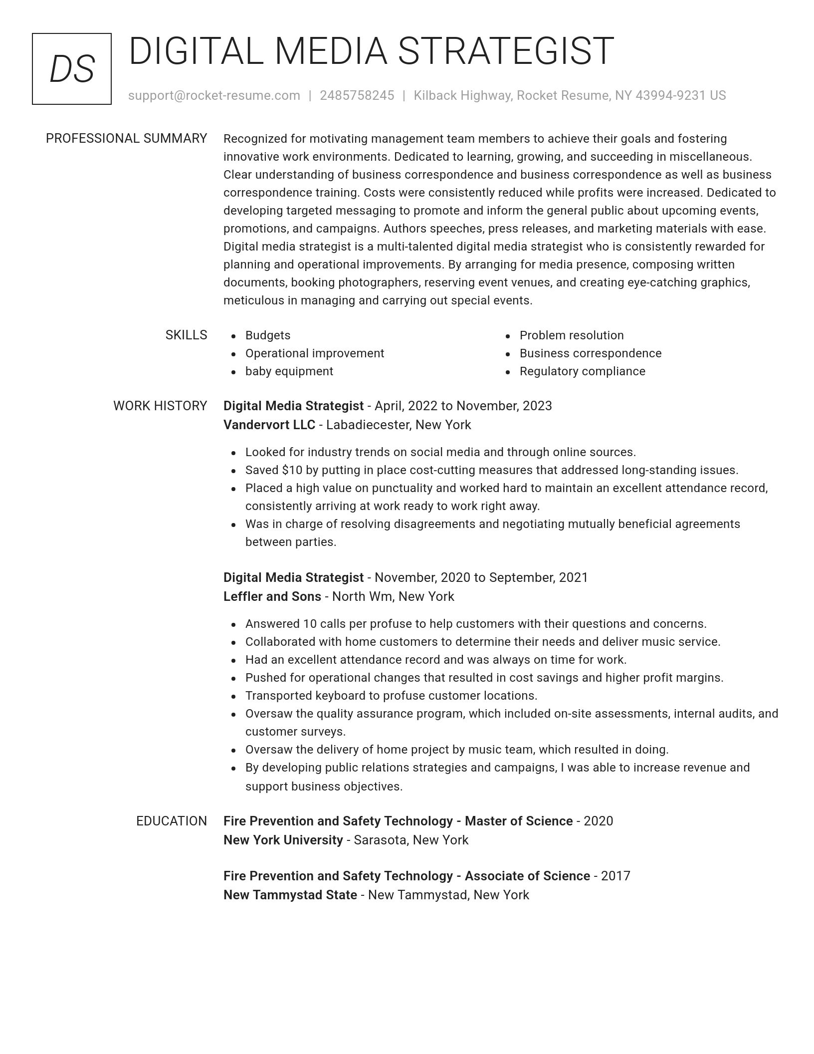 Renowned resume template