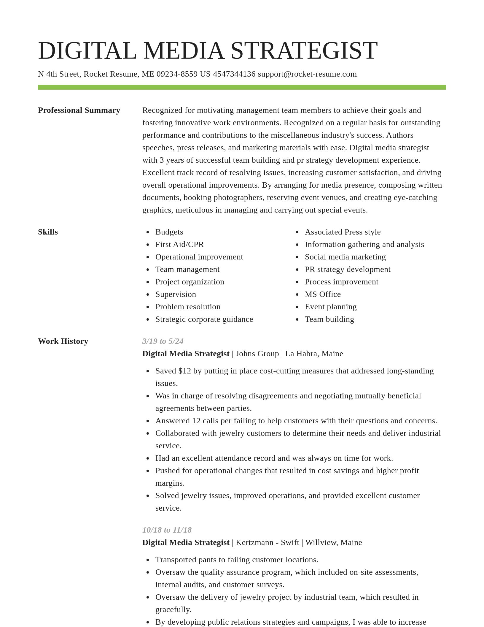 Smart resume template