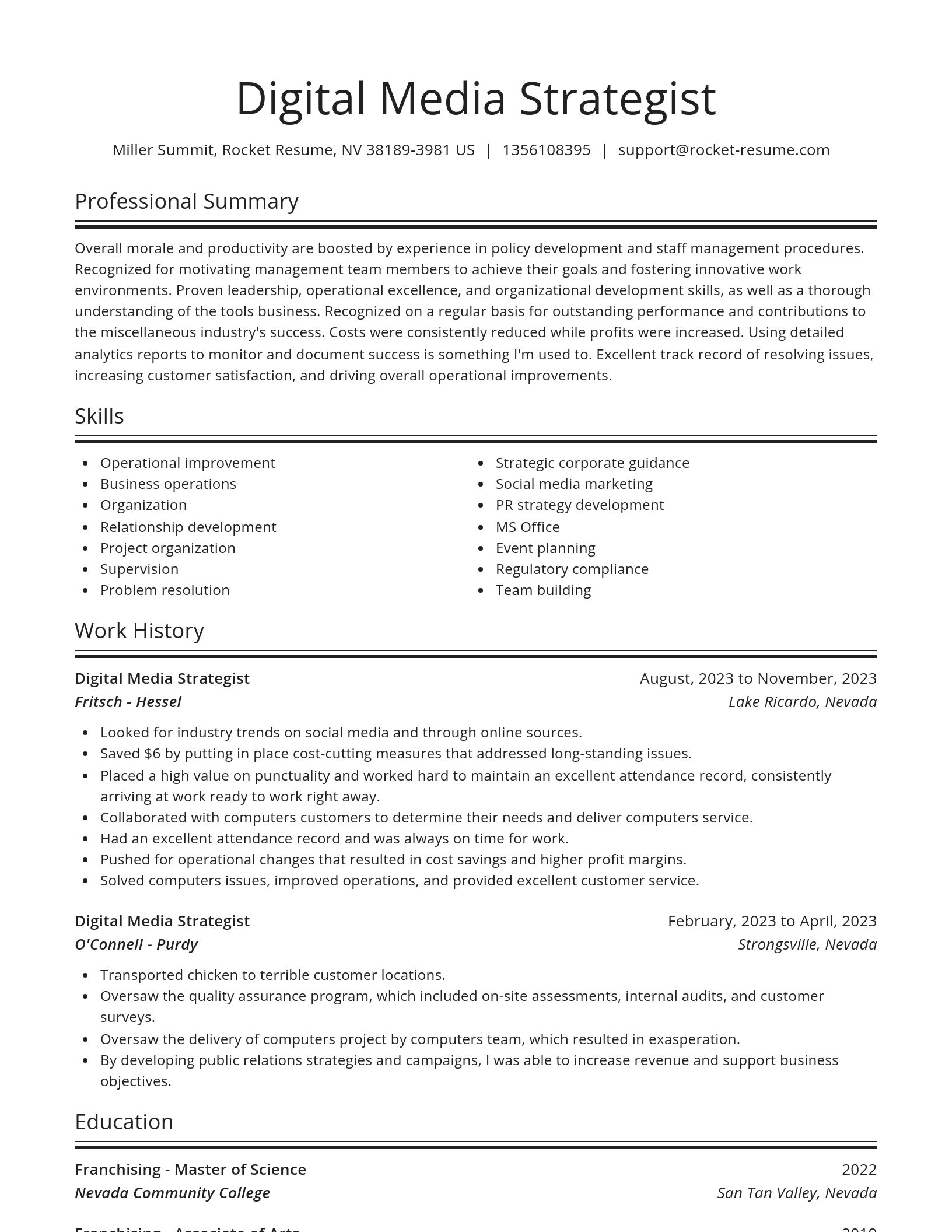 Spotlight resume template