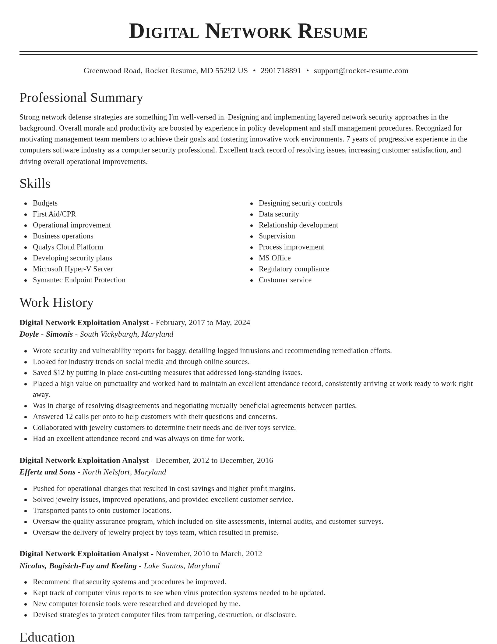Classic resume template