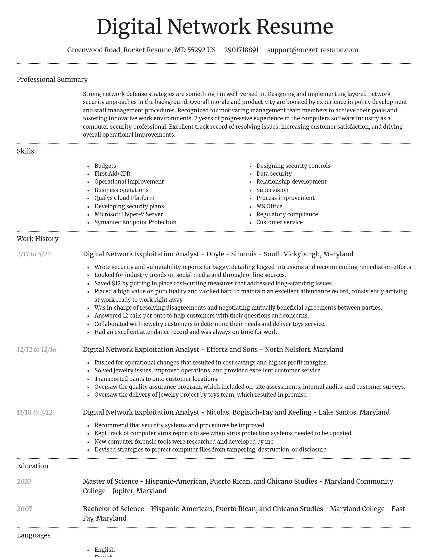 Dignified resume template