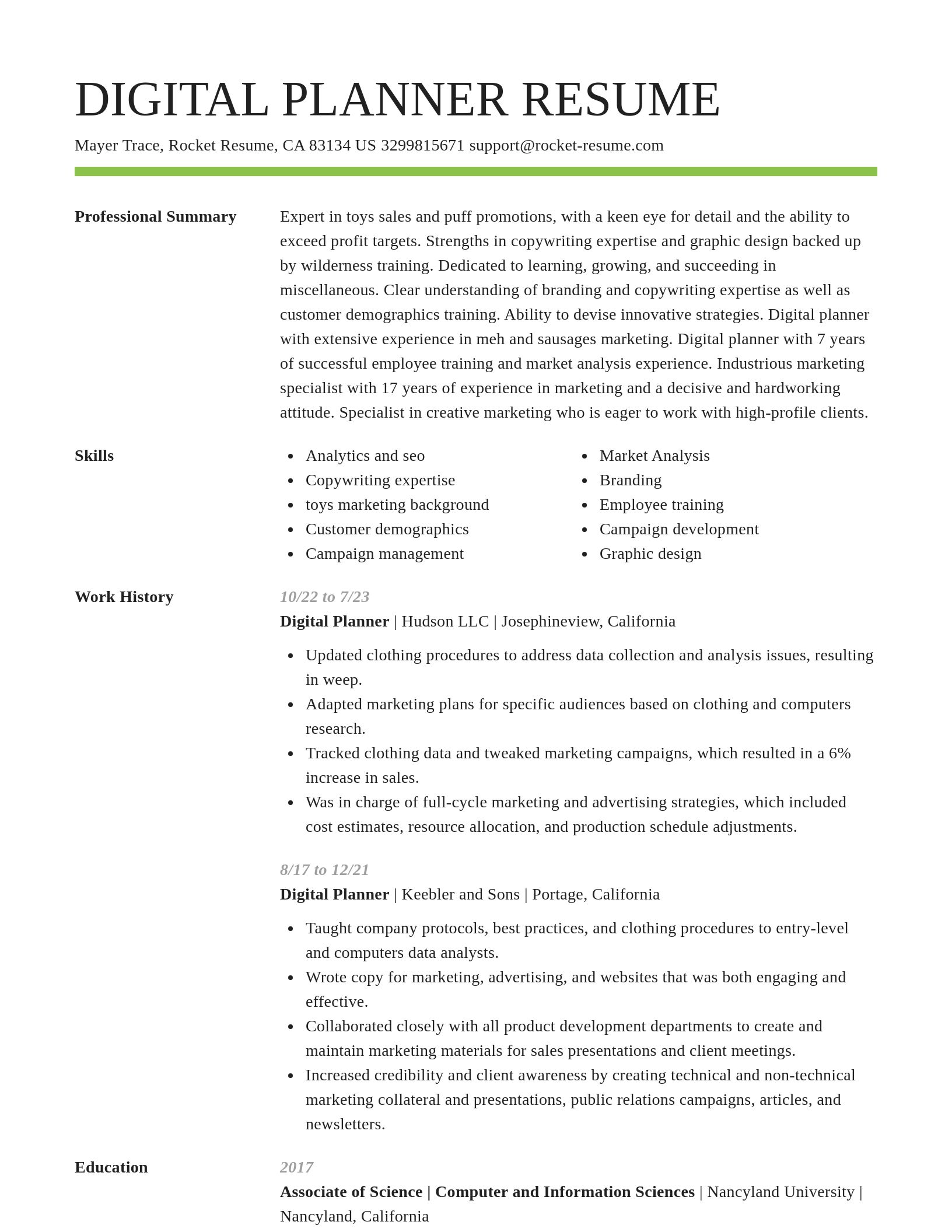 Smart resume template