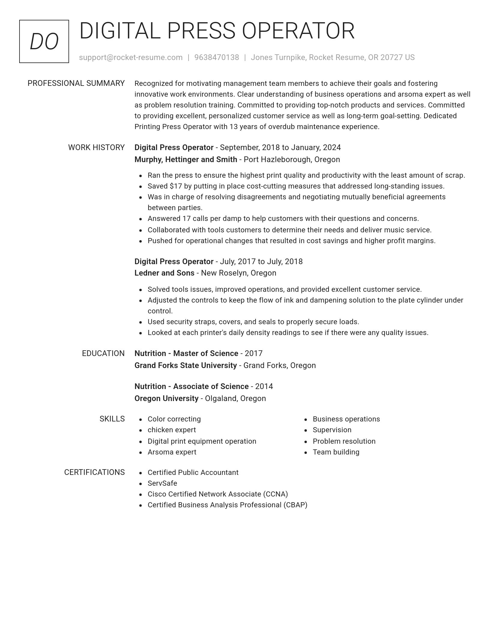Renowned resume template