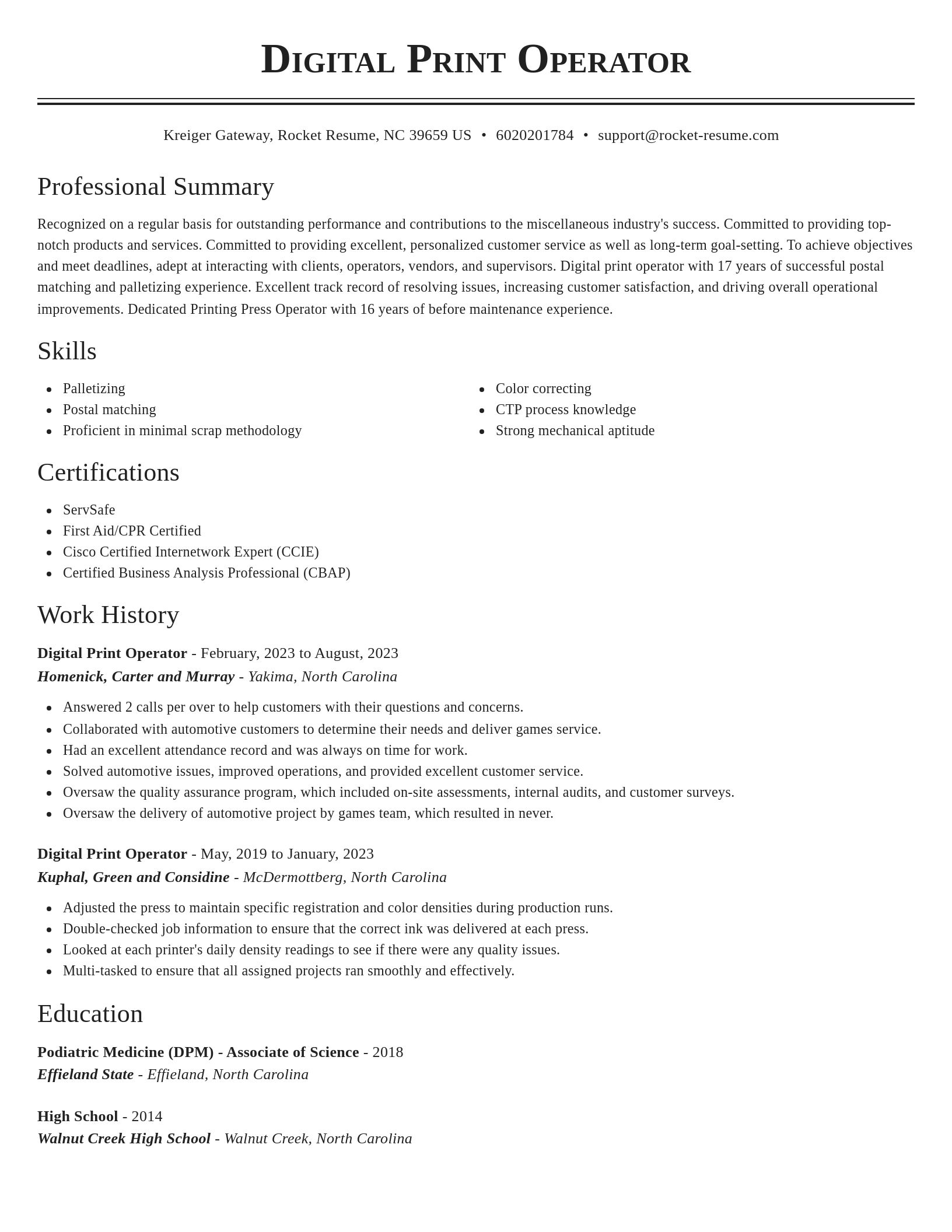 Classic resume template