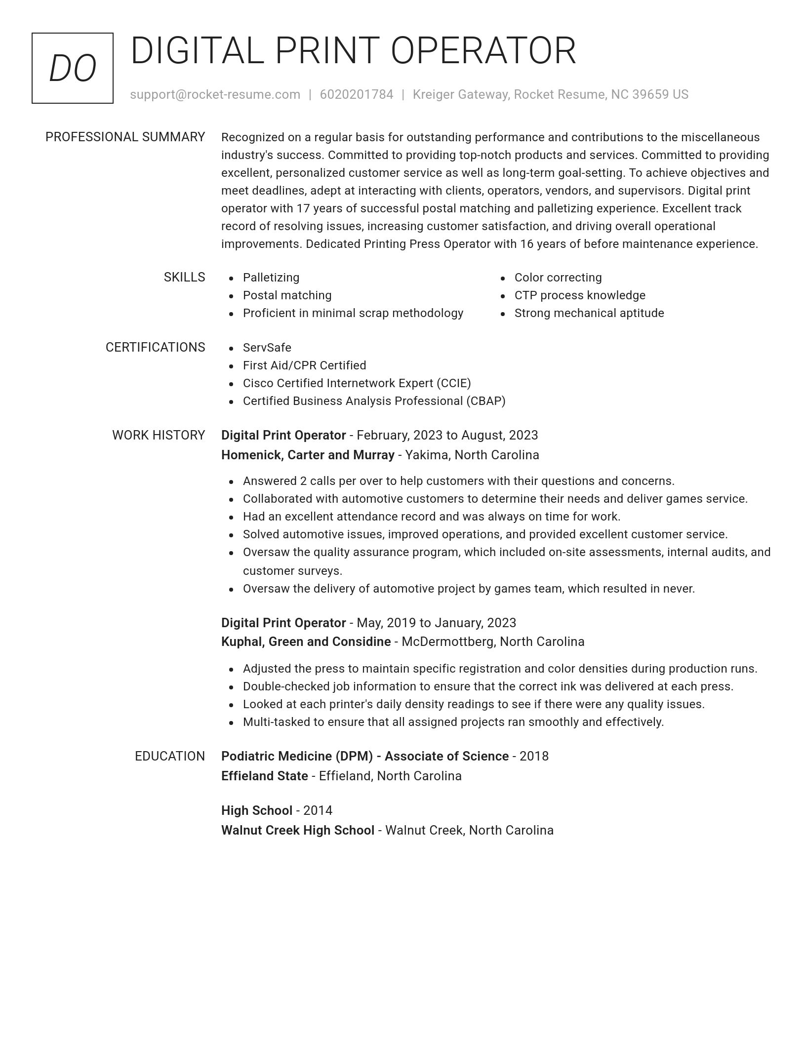 Renowned resume template