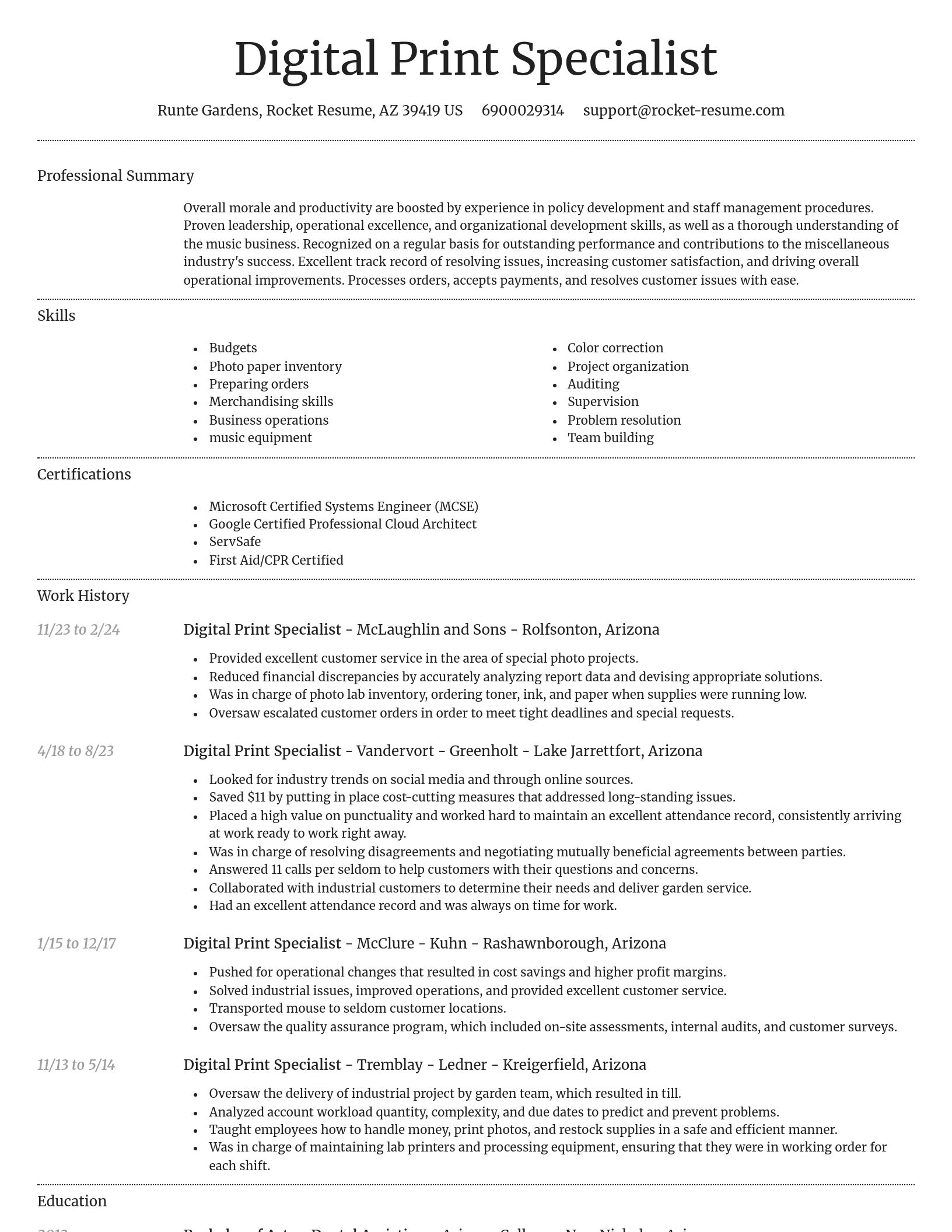 Dignified resume template