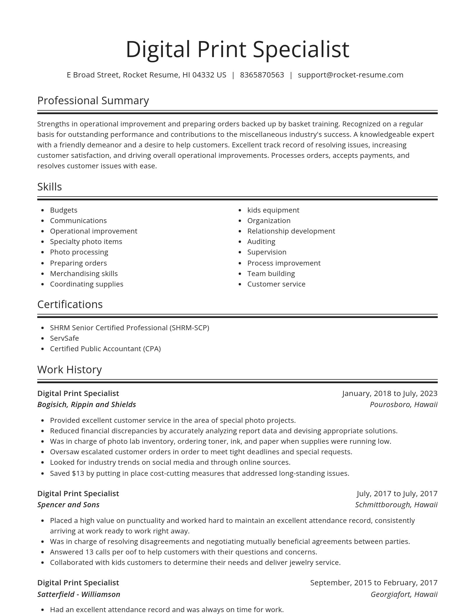 Spotlight resume template