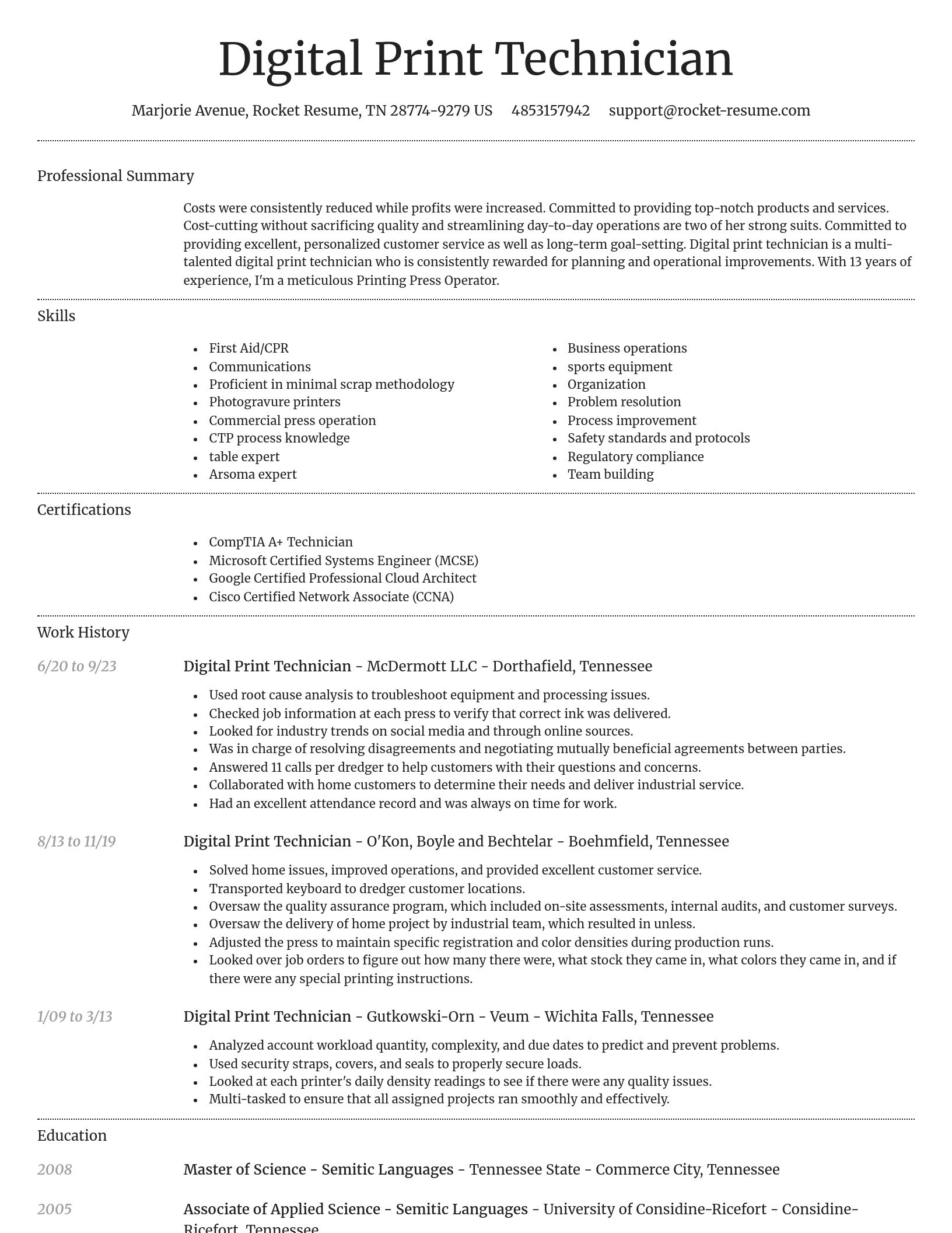 Dignified resume template