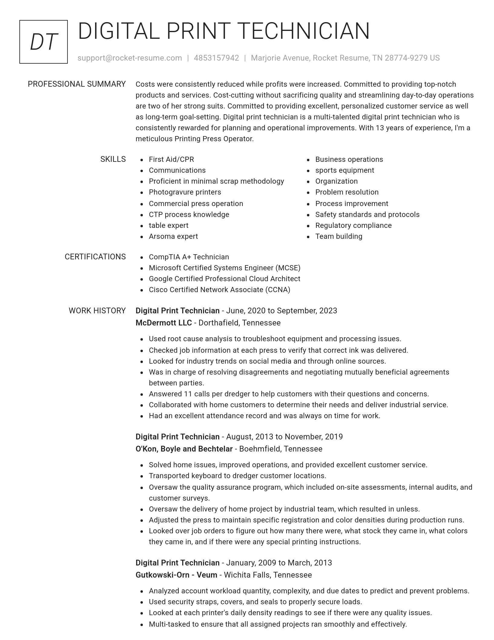 Renowned resume template